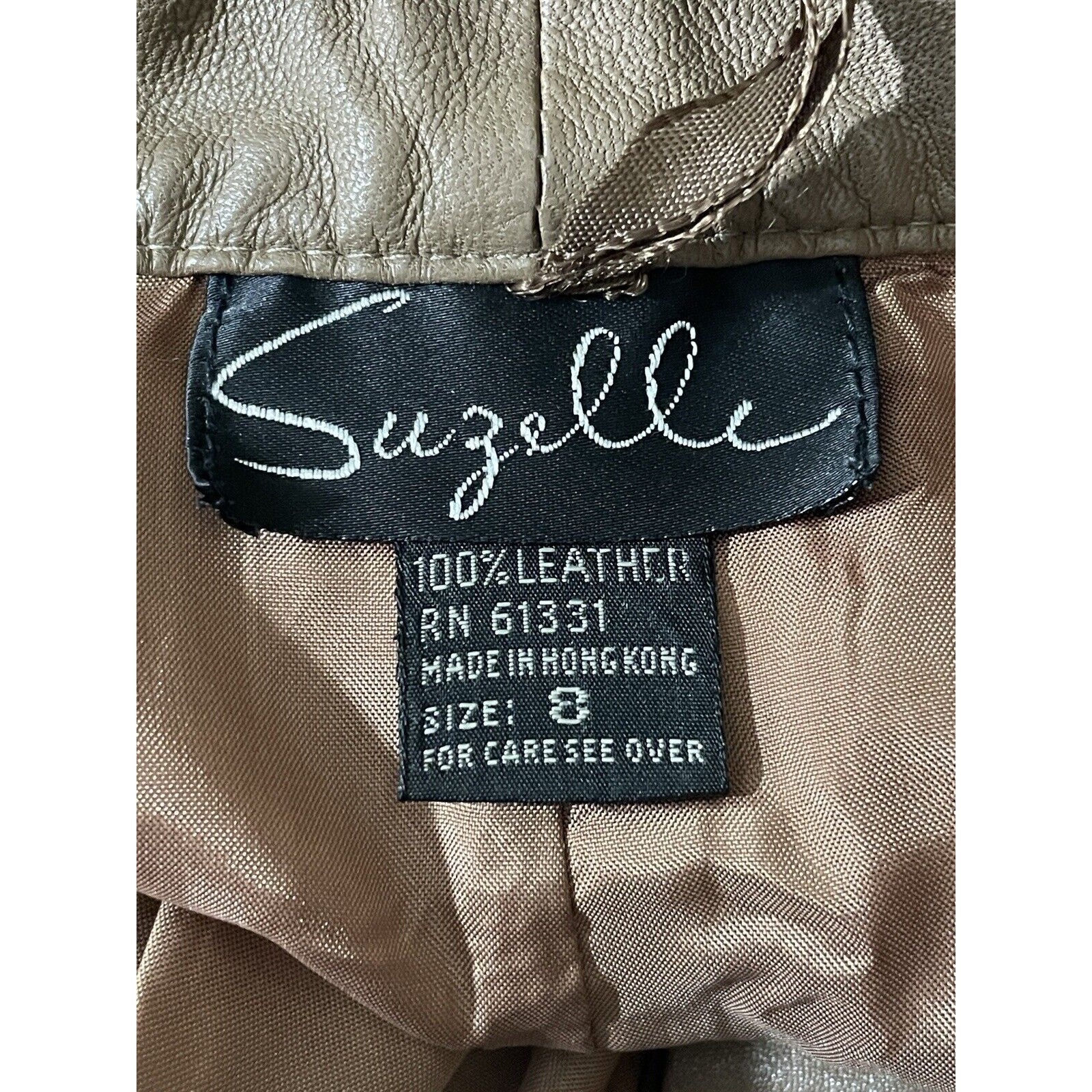 Vintage Suzelle Women’s Leather Pants Tan High Rise Pockets Lined Size 8