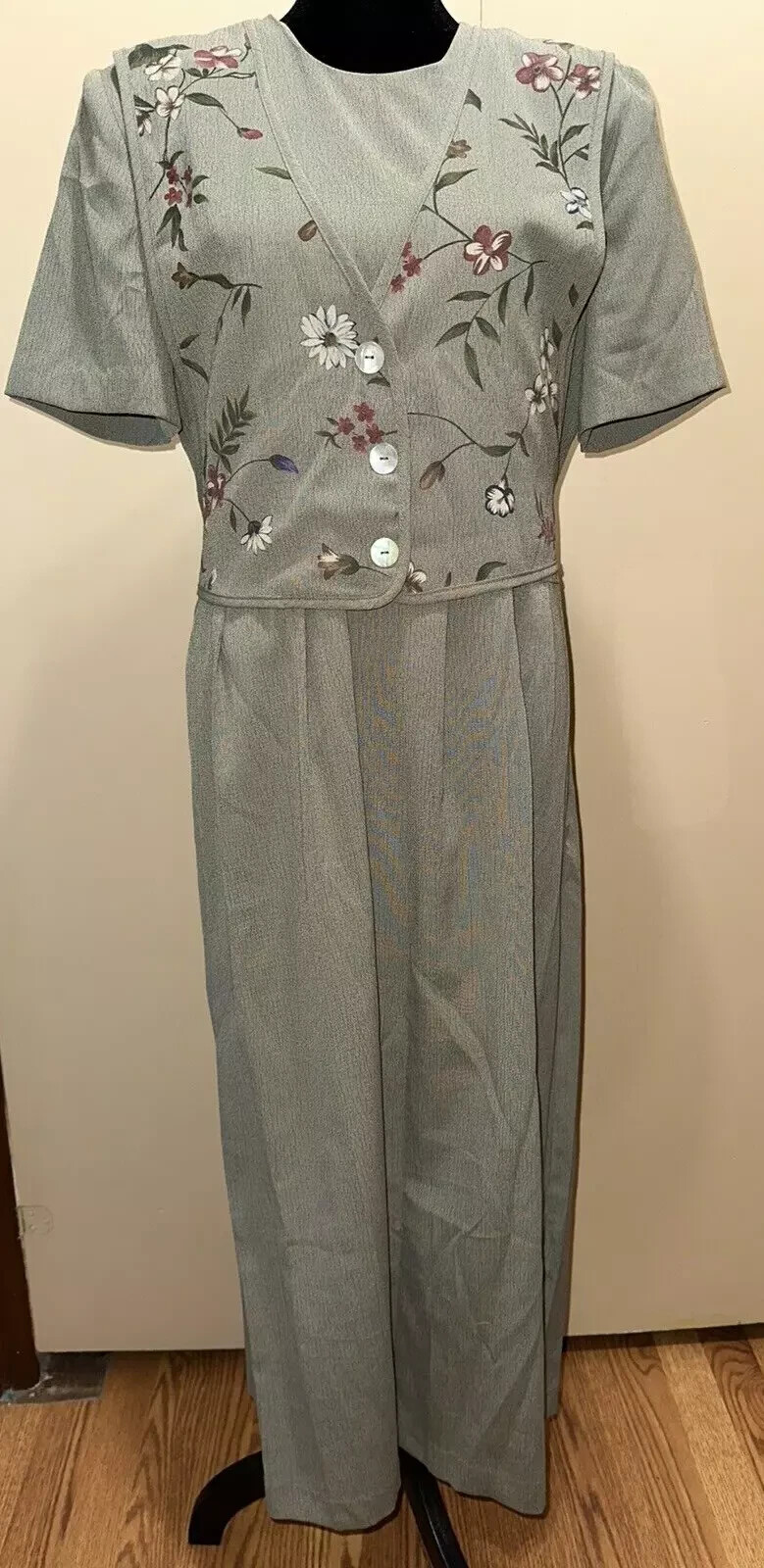 Vintage 80’s 90’s Miss Dorby Dress Women’s 12 Floral Career Green s113