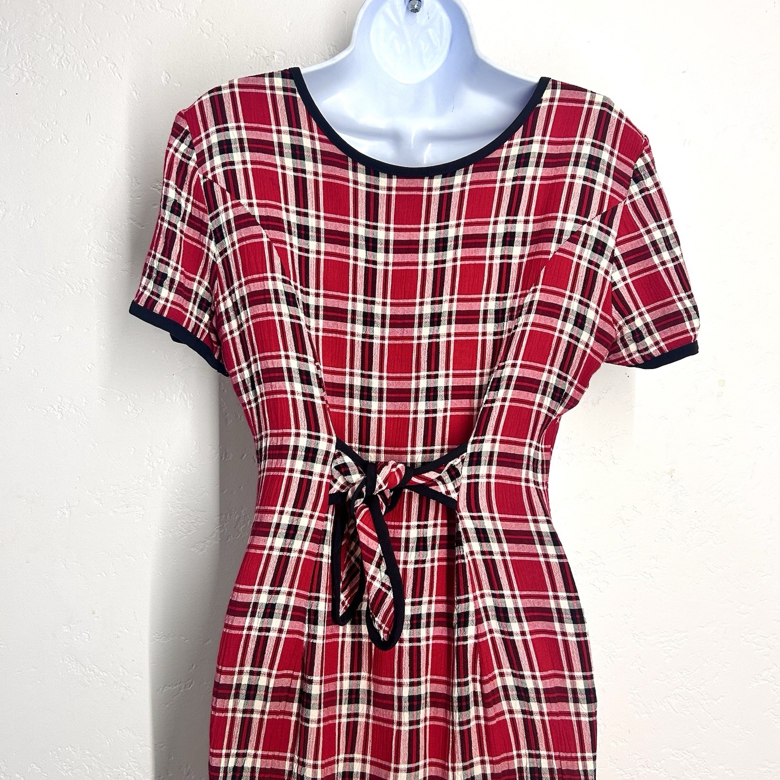 Misty Lane Vintage Red Plaid Midi Dress Size 8 Union Made USA Ralph Lauren Xmas