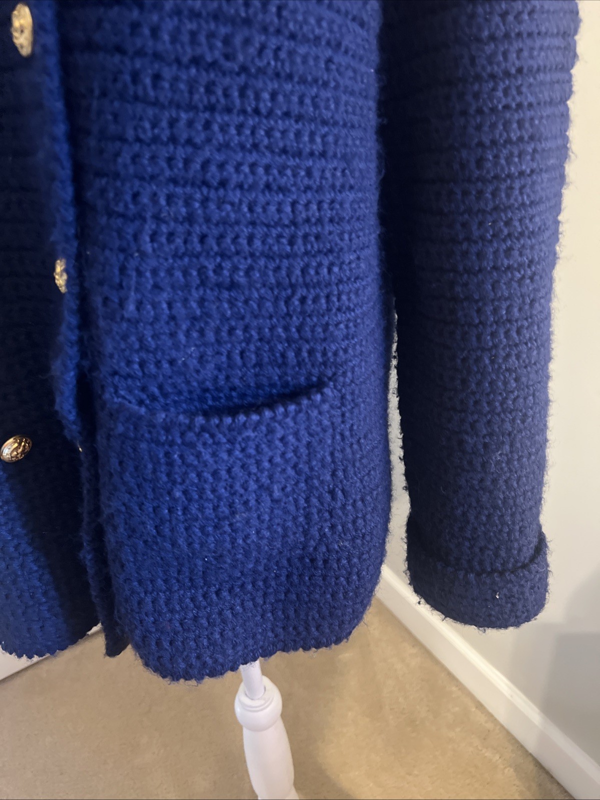 Vintage Hand knit Sailor Nautical Sweater Women’s Blue 100% Wool 1970’s