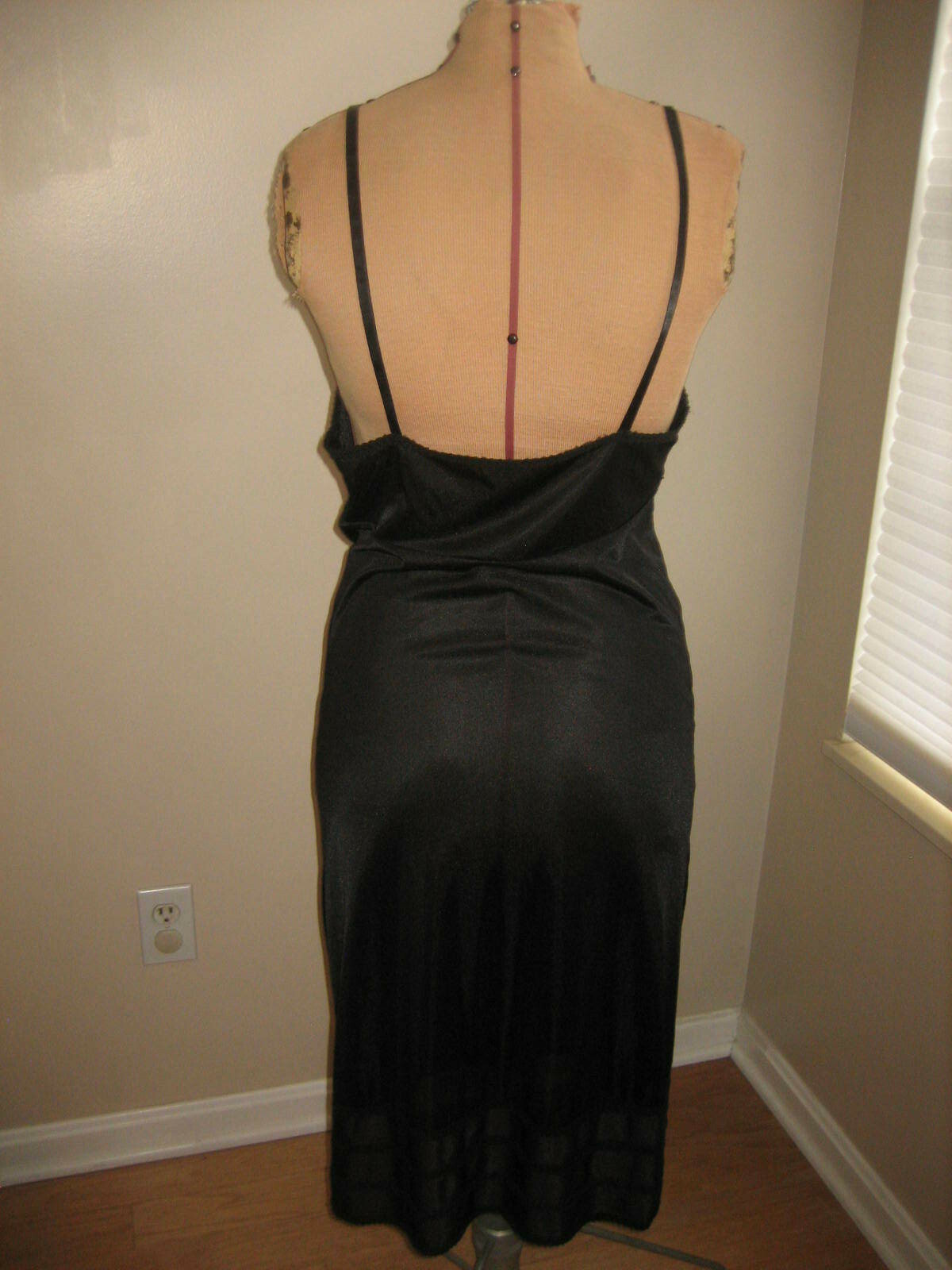 LORRAINE Nylon Black Full Slip, Cut To Length and Lace Hem – Size 34 Tall