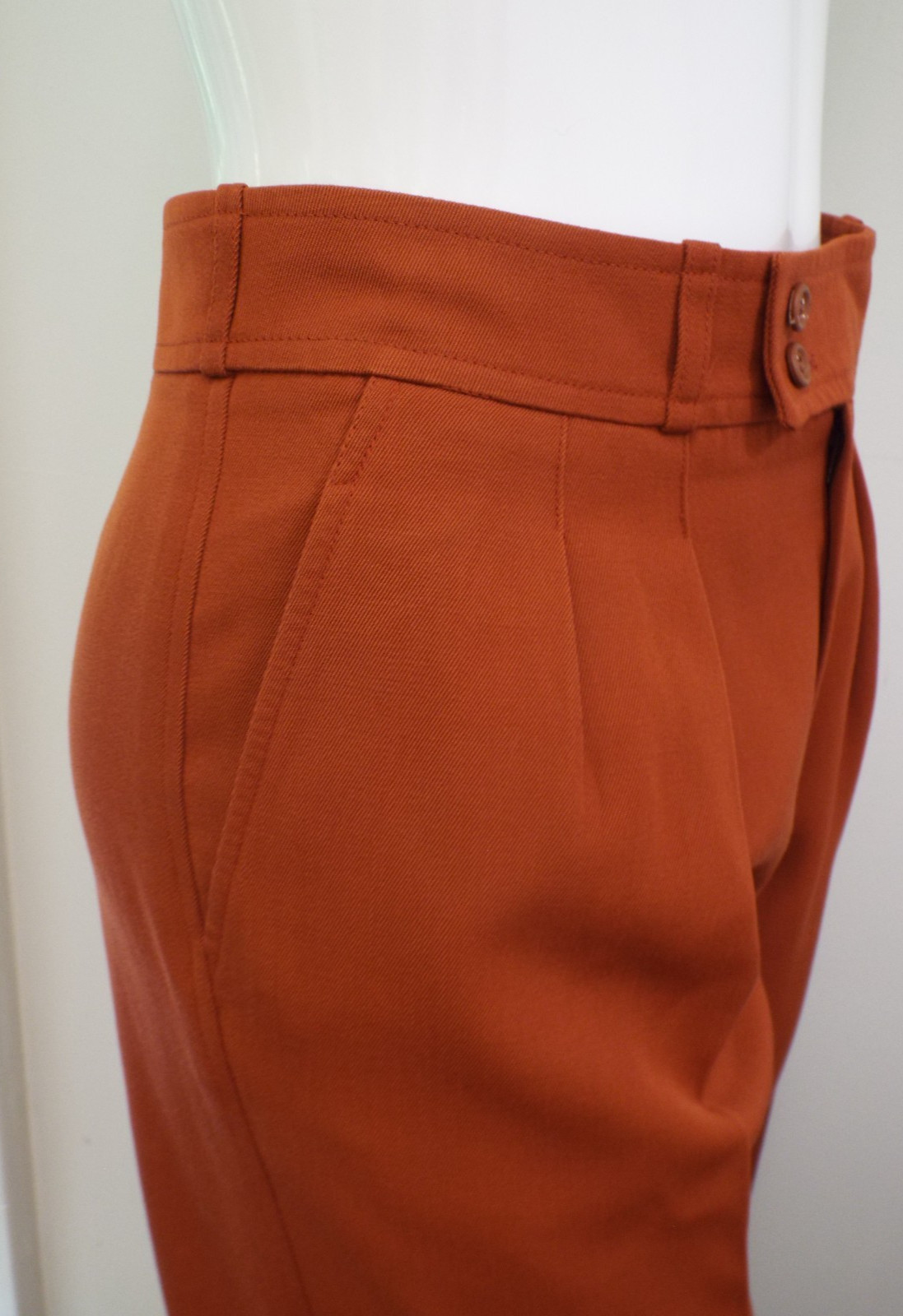 VTG 1970s Yves Saint Laurent Rive Gauche Rust Brown Wool Pants Wide Trousers YSL