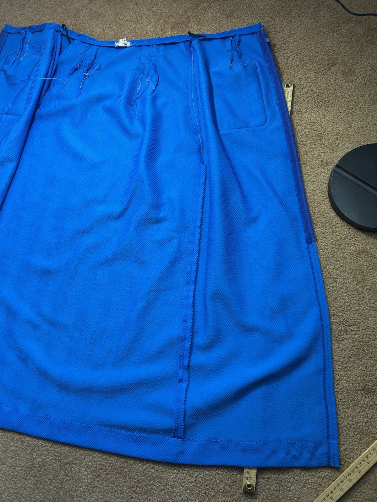 Vintage 1970s Terry Chicago Cobalt Blue Maxi Skirt Talon Zipper Herringbone M/L?