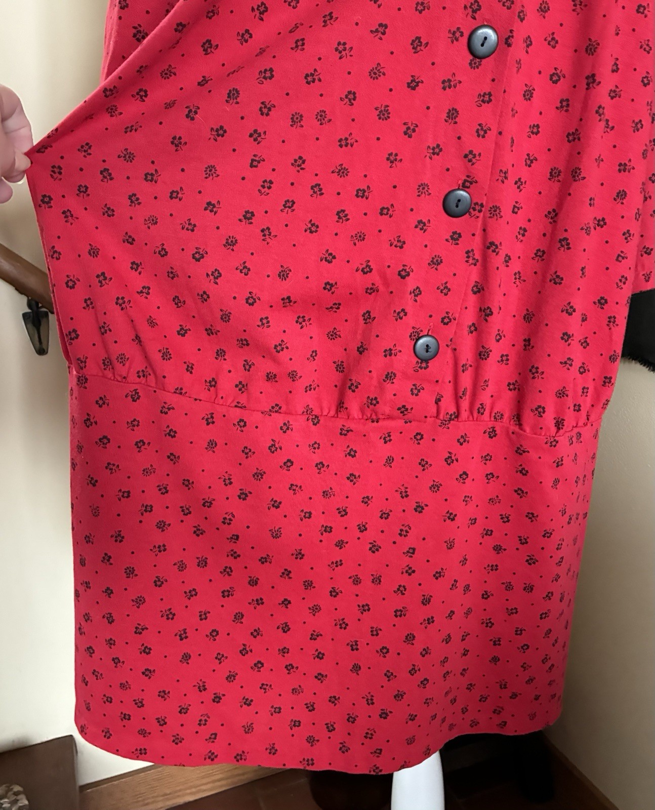 Vintage 1980s ZERO TO 9 Cherry Red Drop Waist Long Sleeved Dress Shoulder Pads M