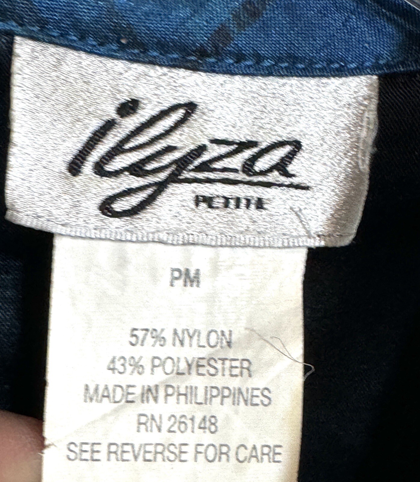 Ilyza Blouse Shiny Blue Plaid Accents Size Petite M Women Vintage Square Buttons