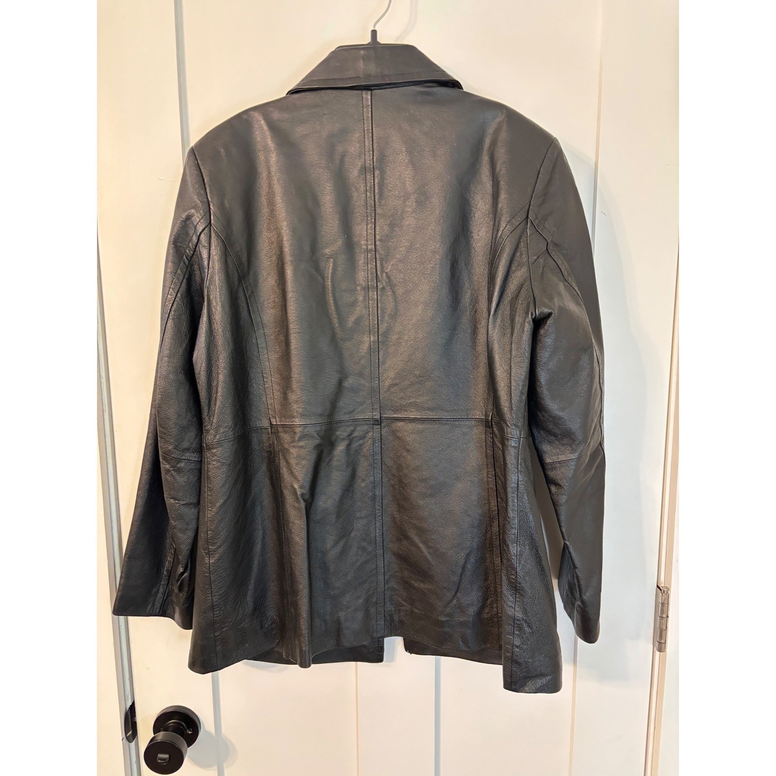Vintage 90s Worthington Black Leather Blazer Jacket Soft Lambskin SZ L Minimal