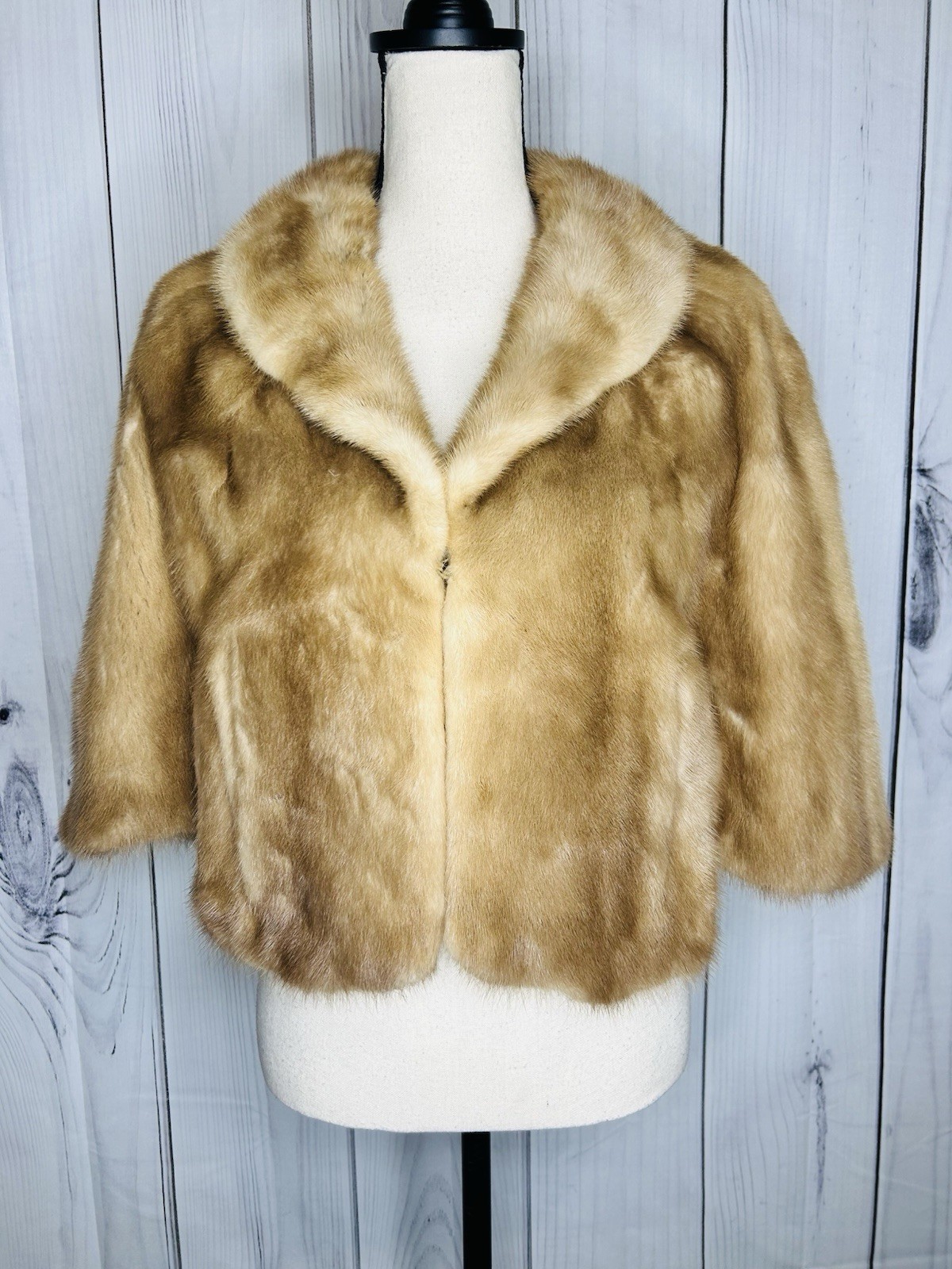 Vintage Mink Fur Cropped Cape Coat Jacket Honey Brown Style Rich’s Fur Salon