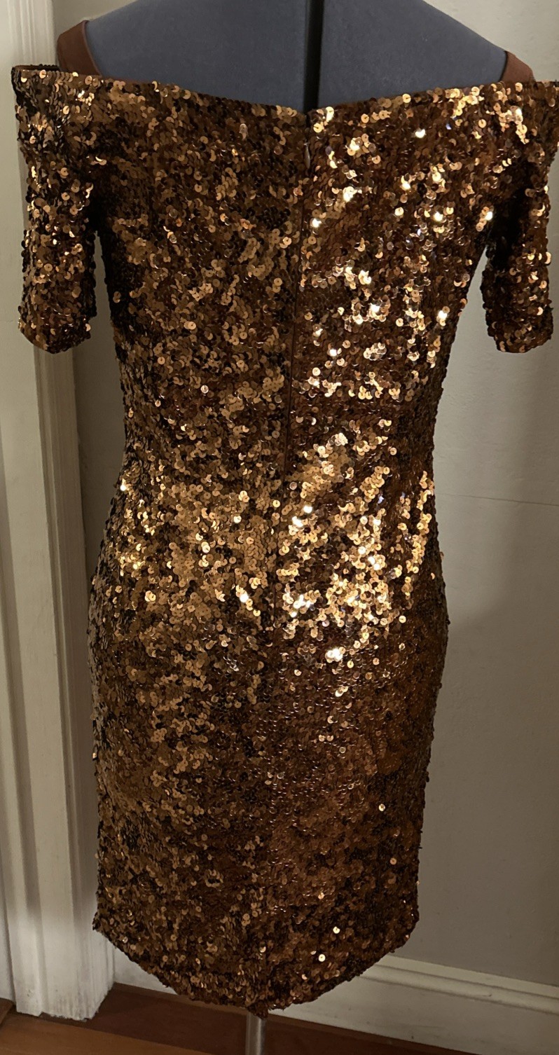 Vintage Modi for Neiman Marcus Sequined Mini Brown Dress Women’s Small