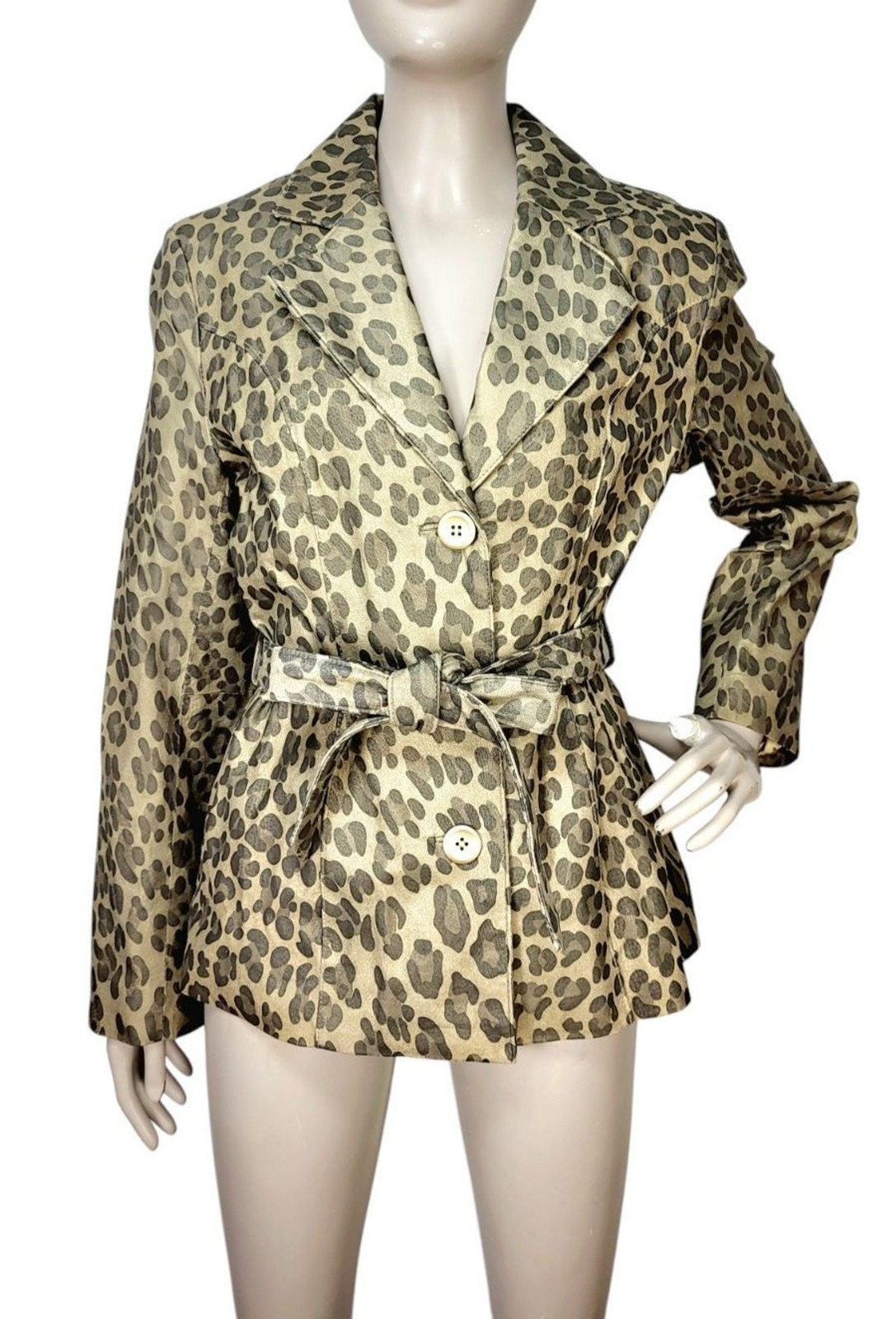 Vintage Y2K Joseph Israel Cheetah Print Suede Leather Belted Jacket Medium NEW