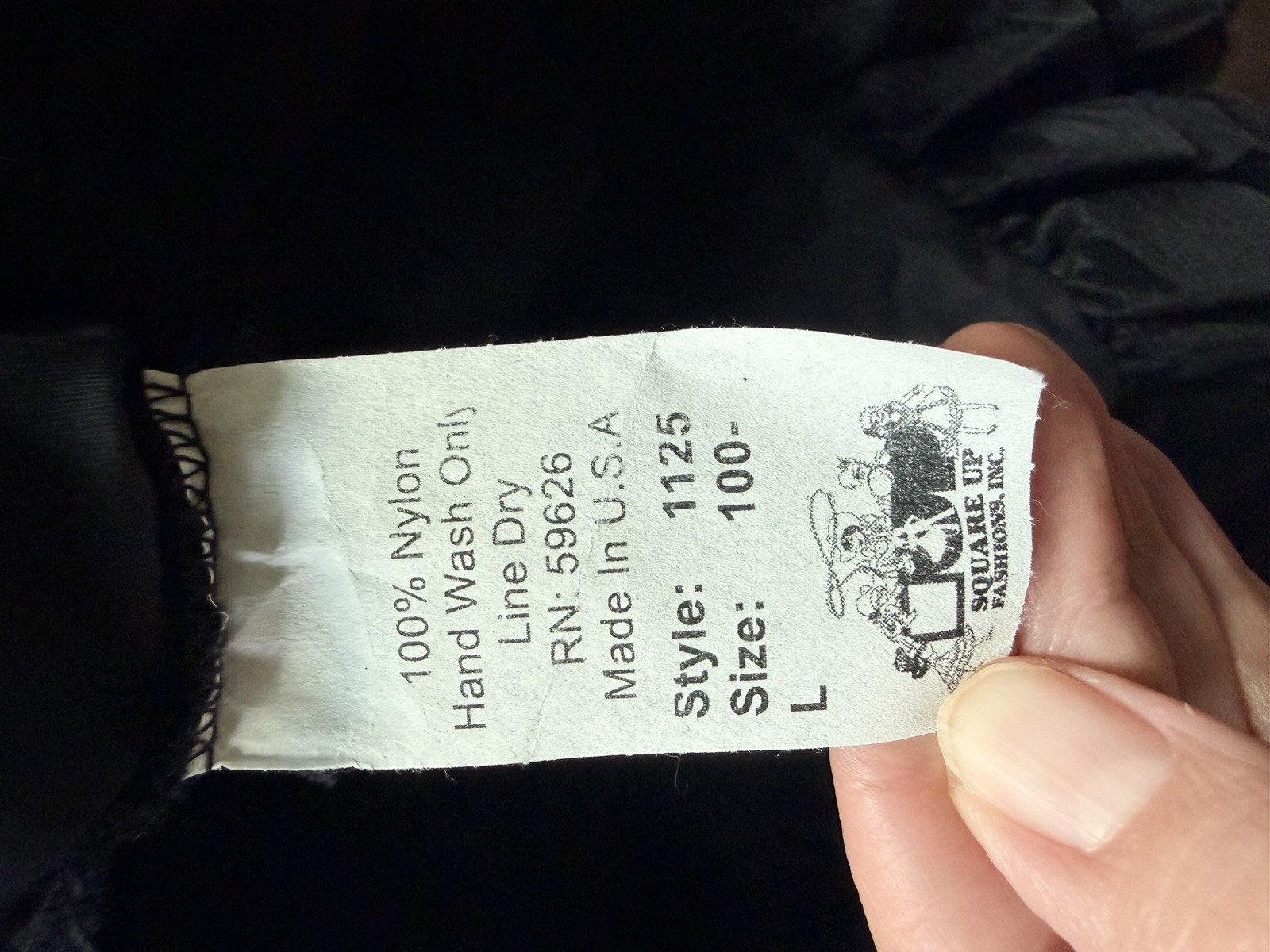 Square Up Fashions Black Square Dance Petticoat Style 1125 Size 100L Nylon & bag