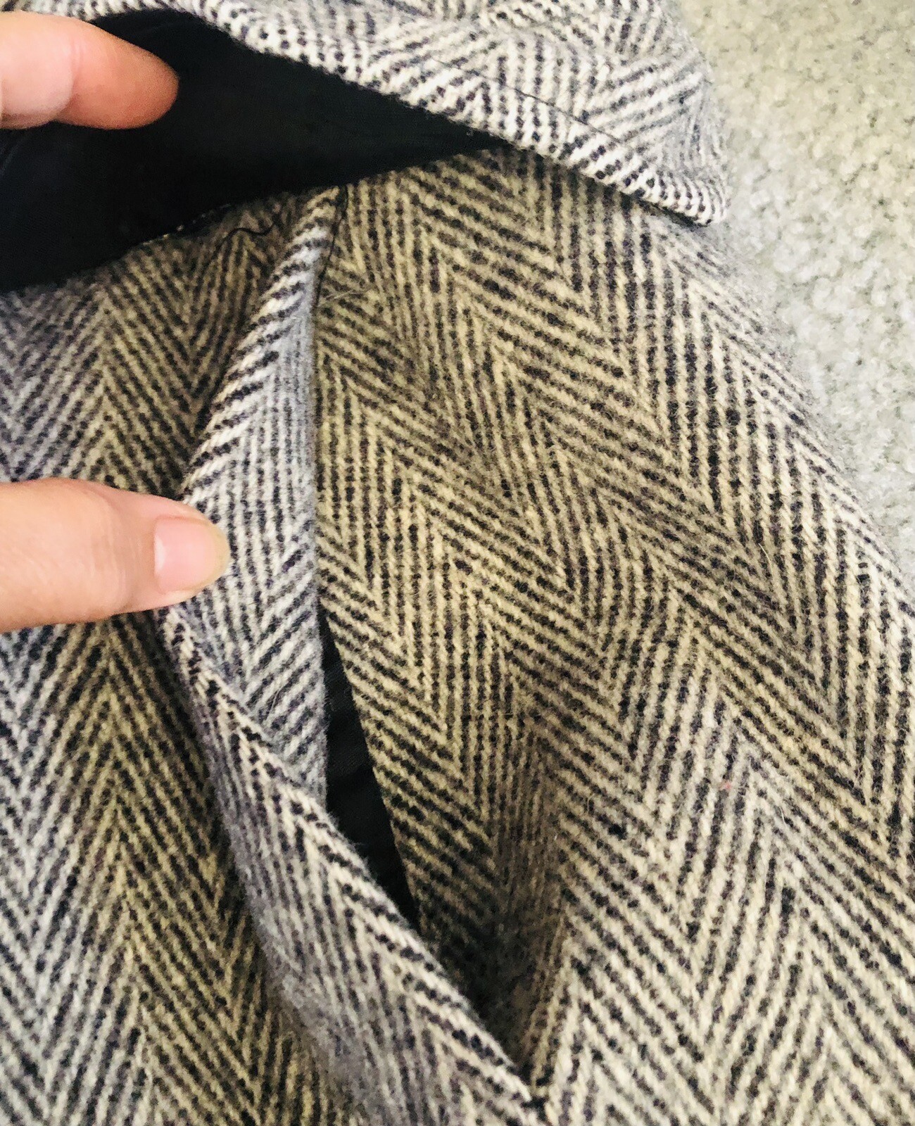 Arlette Double Breasted Wool Coat Women’s L USA Made Gray Academia Quiet Luxury