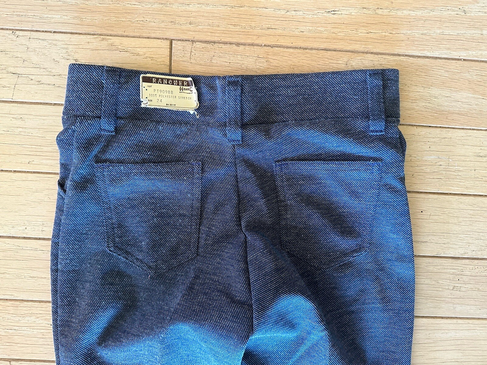 NOS H Bar C Ranchwear Vtg Womens Flared Pants Rodeo Cowboy Tomboy Blue-28” Waist