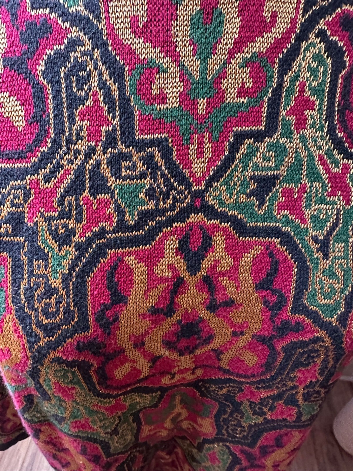 VTG 80s 90s Tapestry-Jumper Sweater Shoulder pads Retro cotton blend Grannycore