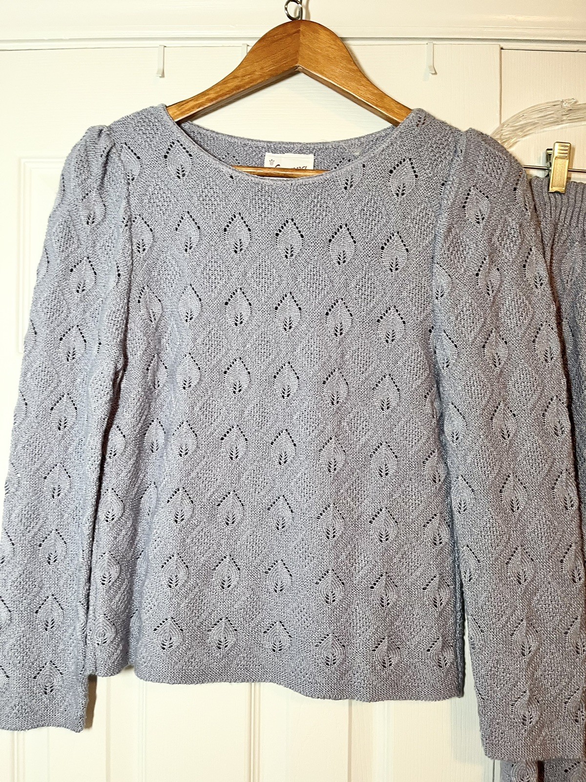 Vintage Evanna New York Knit Suit sweater skirt set Purple Small 6 Dainty Old $