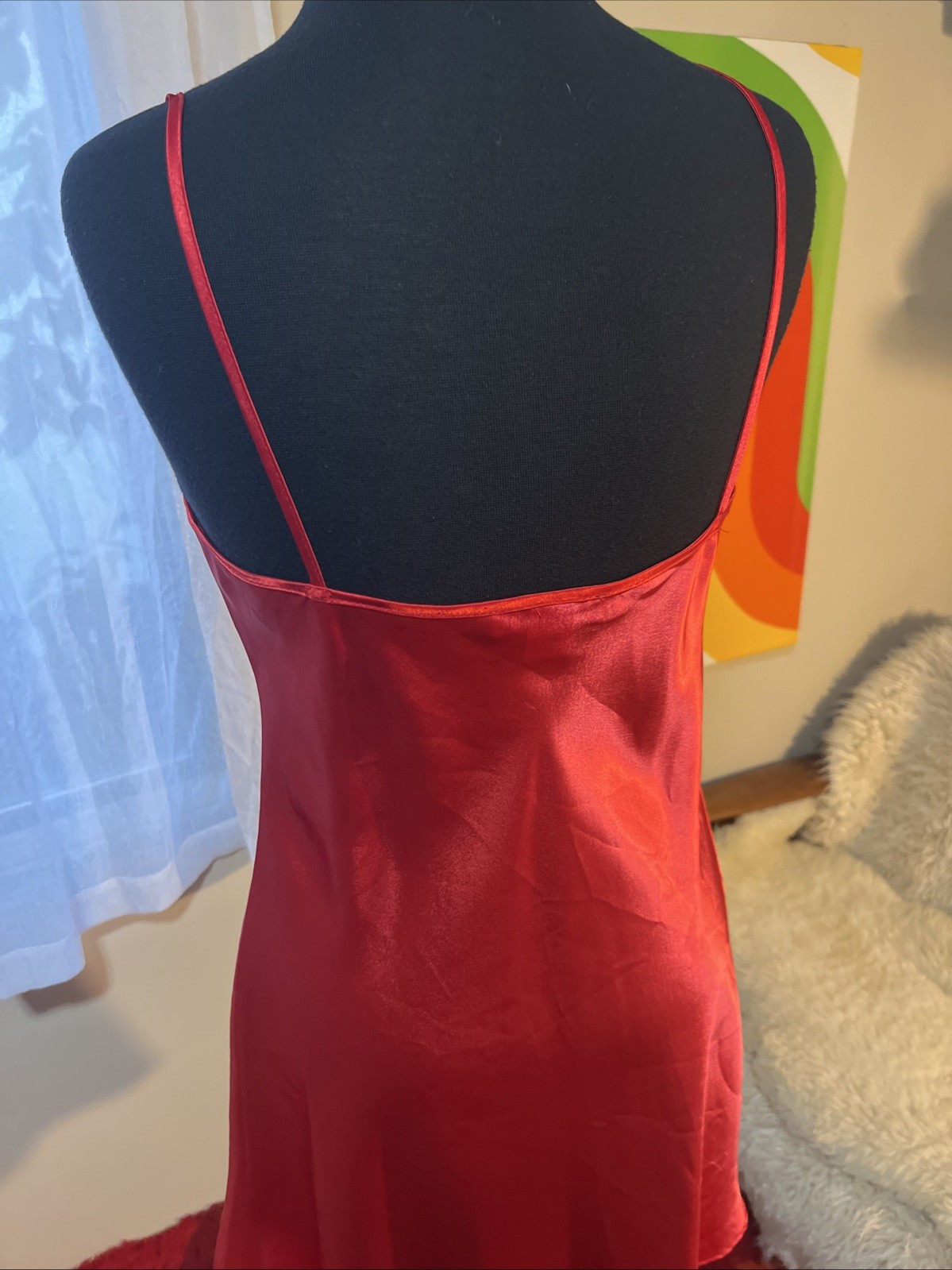 Vtg 90’s Farr West Style Red Gilligan & O’Malley Satin Slip Night Gown S USA