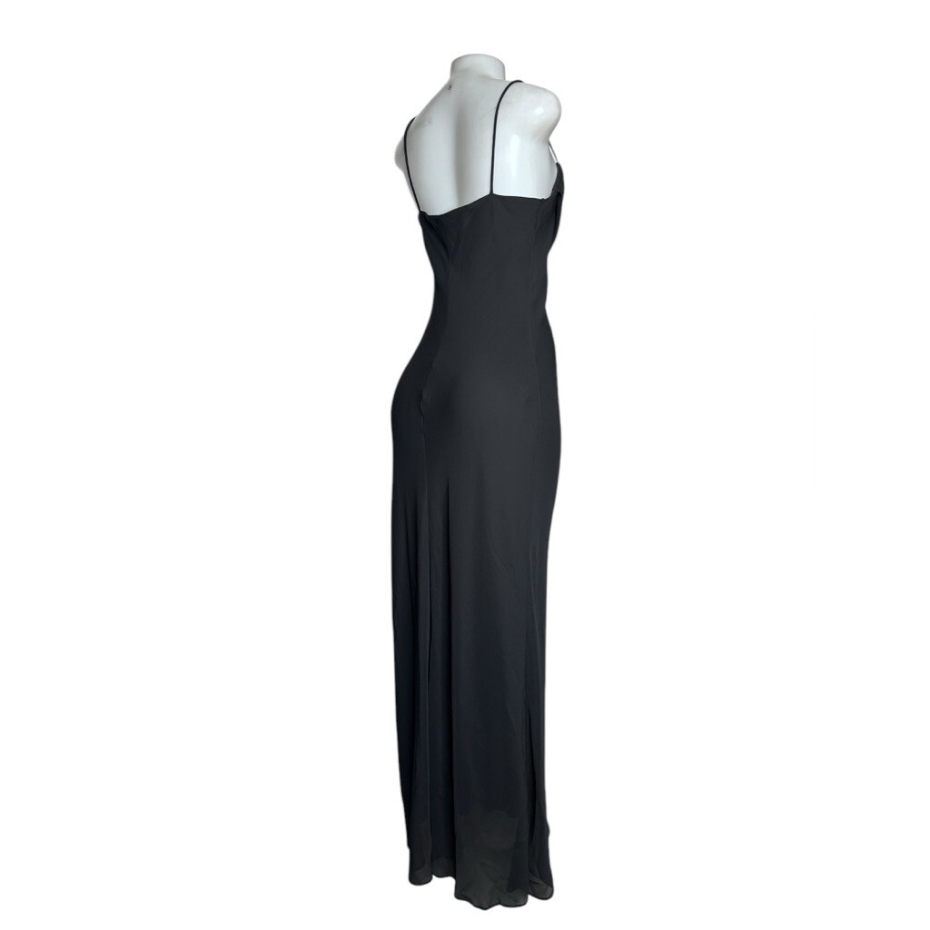 Vintage 90’s Y2K ONYX Nite Black Draped Gown Long Dress | Size 10 | Made in USA