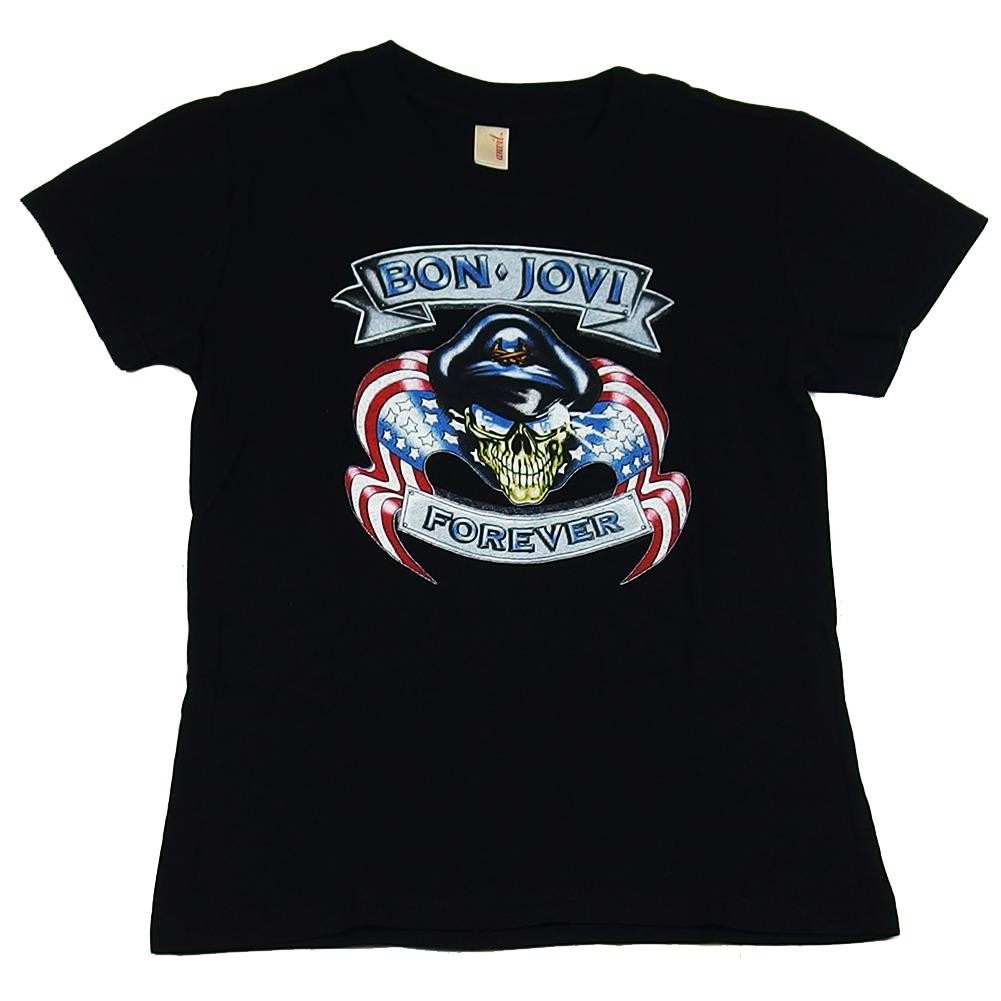 Vintage Bon Jovi Forever Banner Women’s Black Babydoll T-Shirt Size S