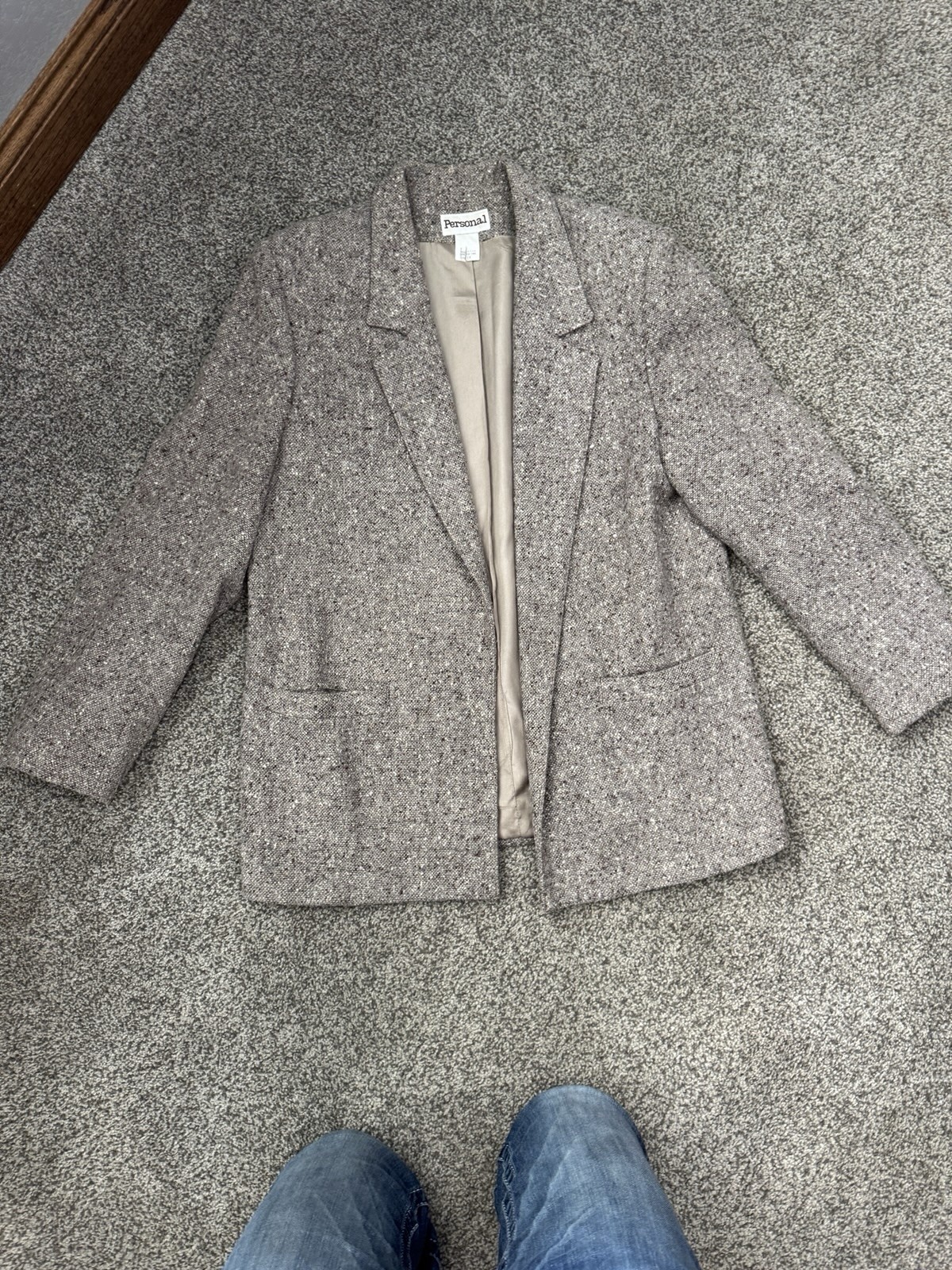 Vintage Tweed Blazer Womens 14 Brown Wool USA Made Career Academia Jacket