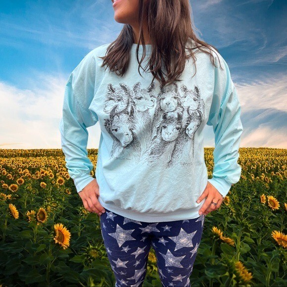 1989 “Dream” Alpaca faces Sweater The Shirt Stop Sisters Oregon Sz Large