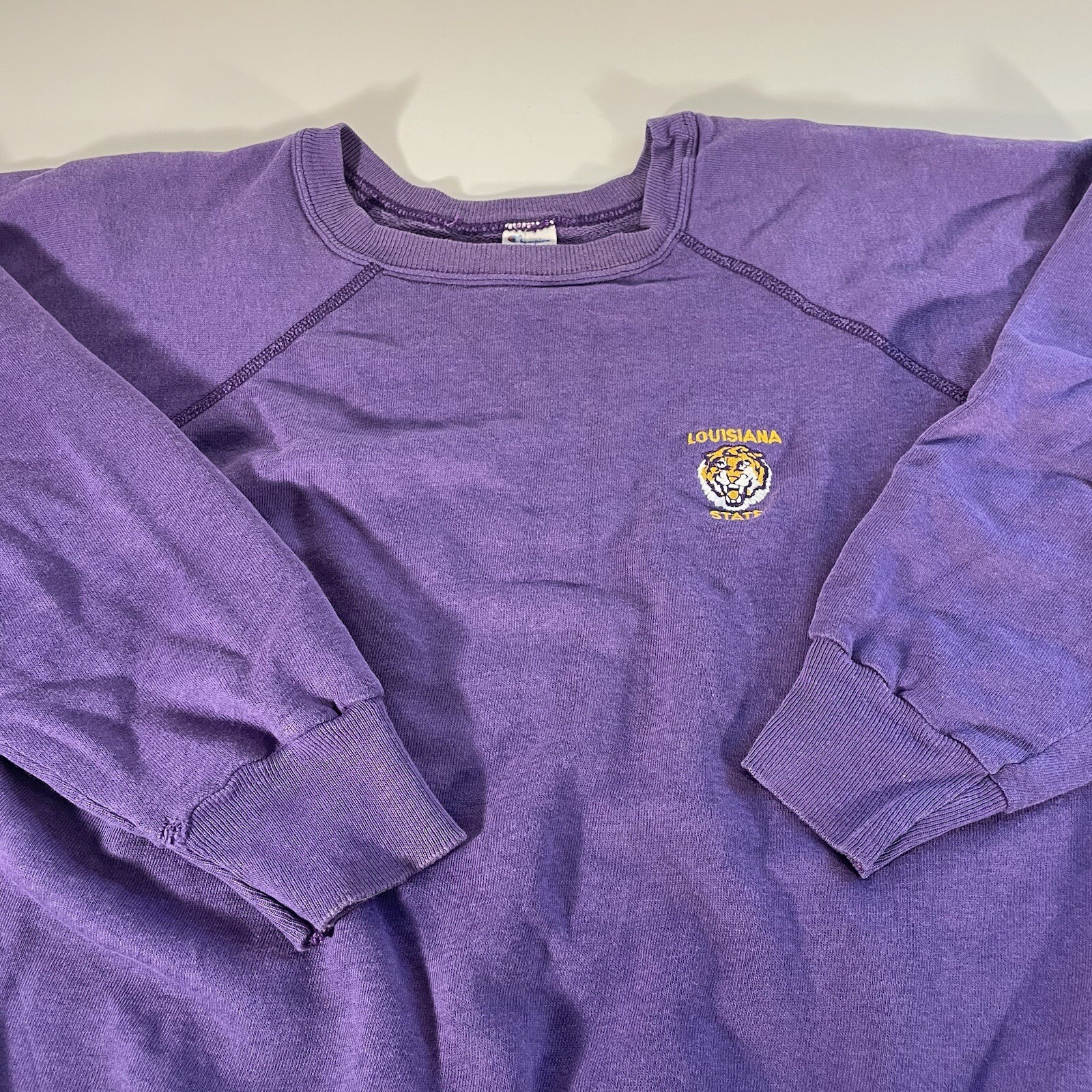 Vtg 80s Champion Louisiana State LSU Tigers Crewneck Sweatshirt Purple USA Made