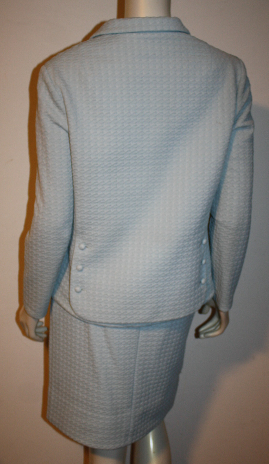 Vintage Light Blue Knit Suit Jacket 6 8 10 Amazing Button Details German Austria