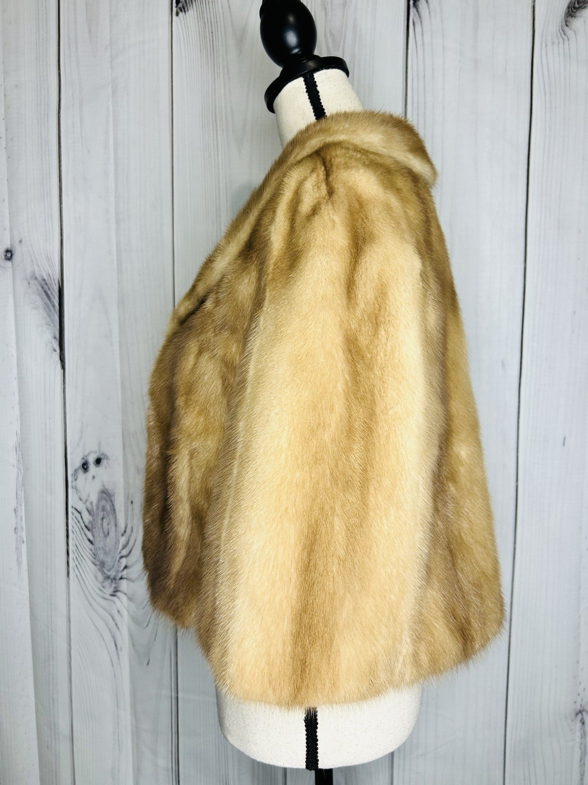 Vintage Mink Fur Cropped Cape Coat Jacket Honey Brown Style Rich’s Fur Salon