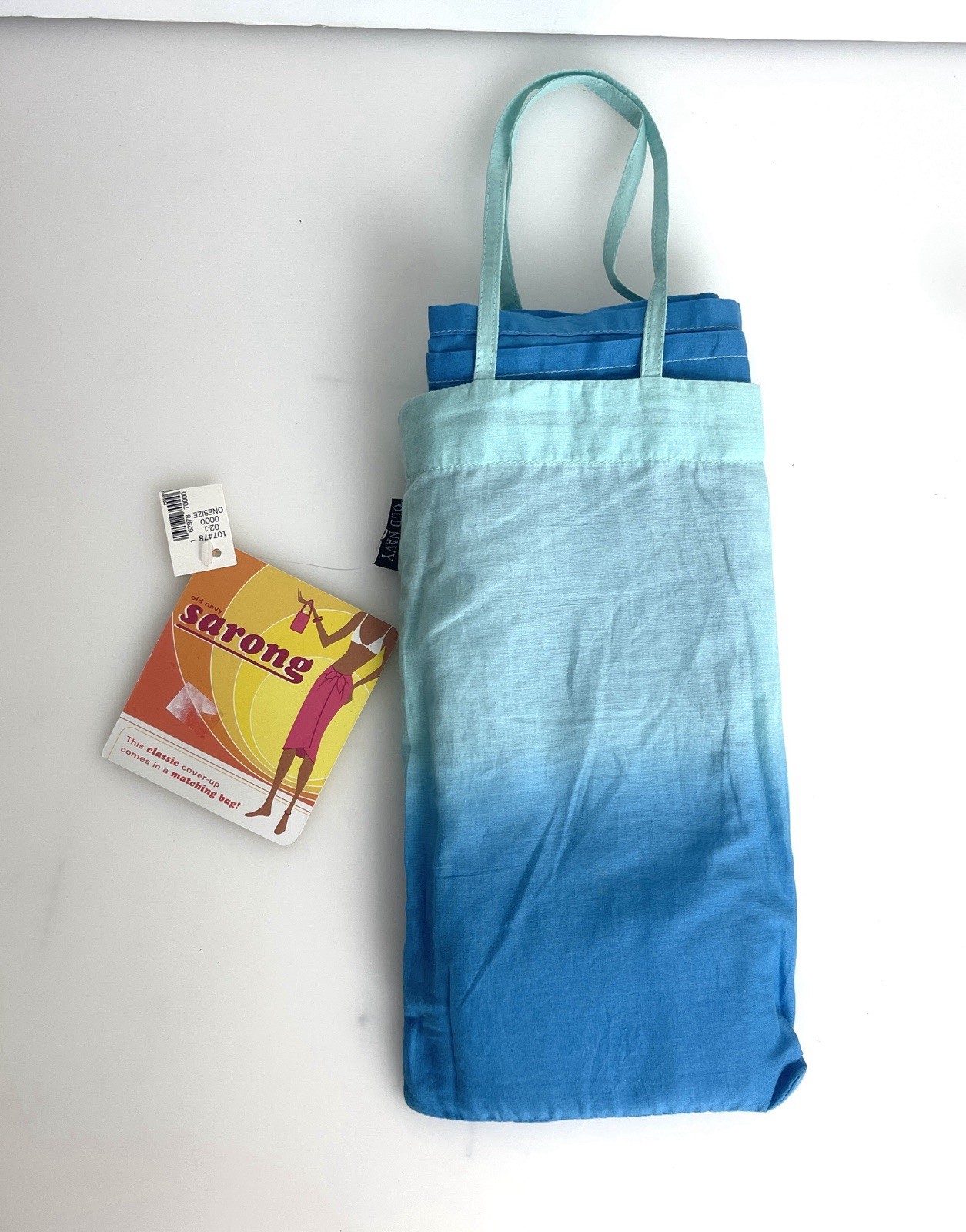 RARE 90s Y2K OLD NAVY 100% Cotton Classic Sarong Beach Cover Up w Matching Bag