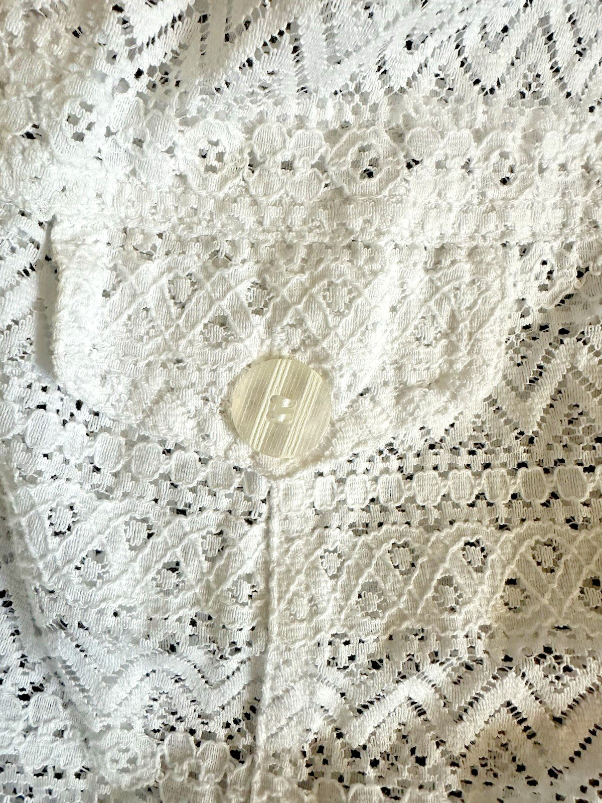 Vintage N Touch White Lace Button-Front Blouse Sheer Boho Cottagecore Size L