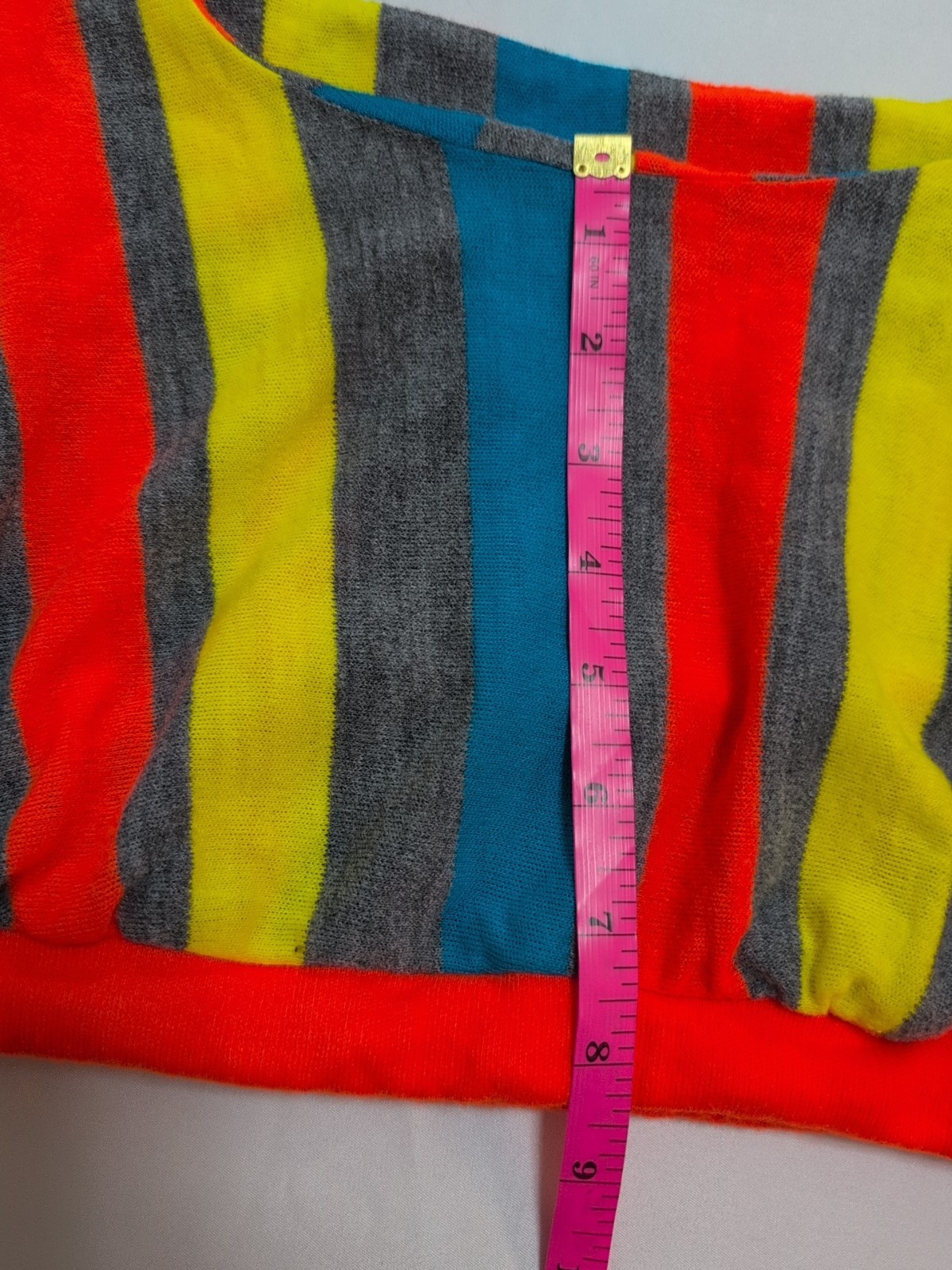 80s womens vtg vertical stripe crop top holiday skirts of California brand?