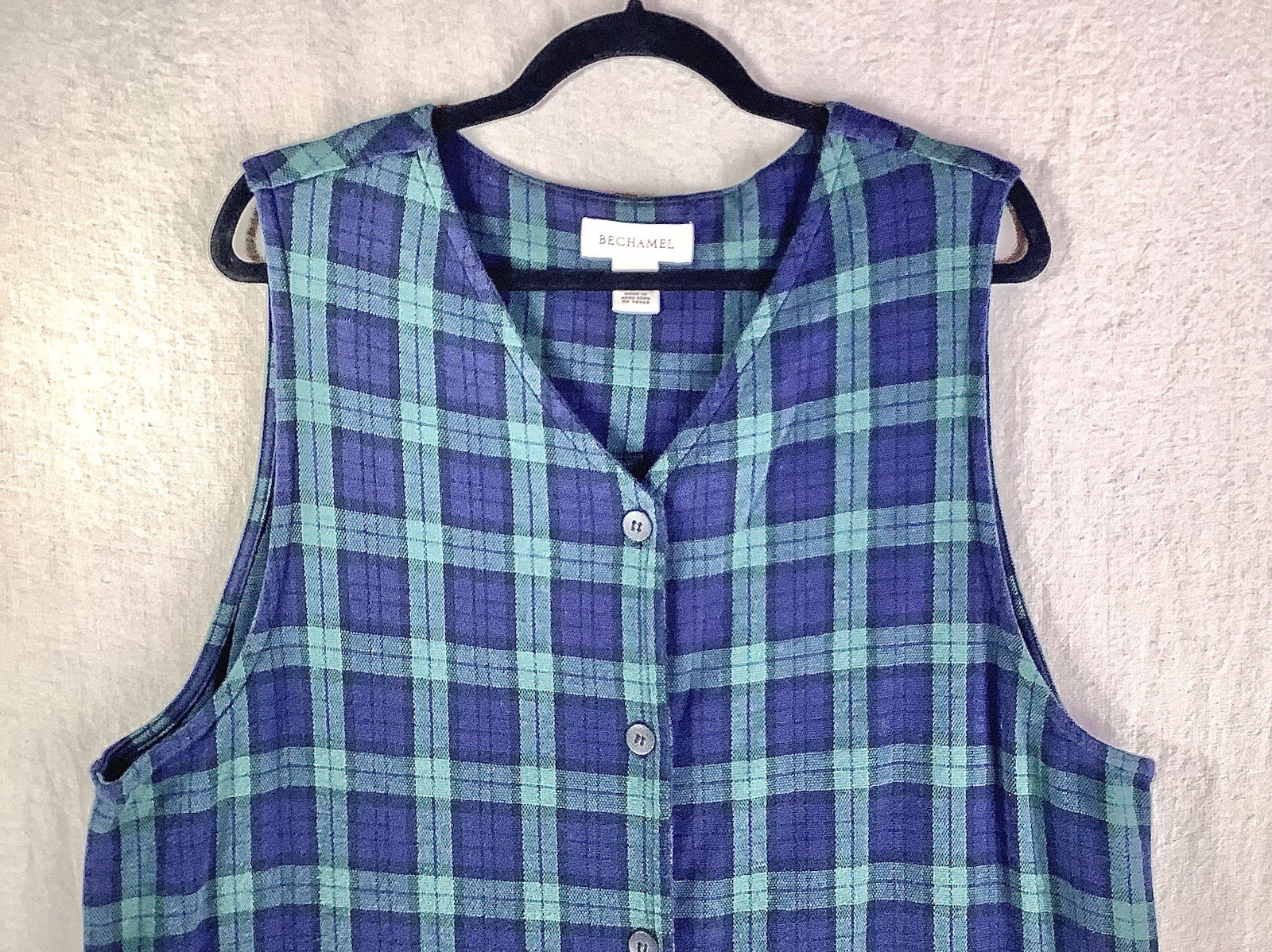 Vintage Bechamel Women’s XL Cotton Plaid Jumper Classic Preppy Retro Workwear