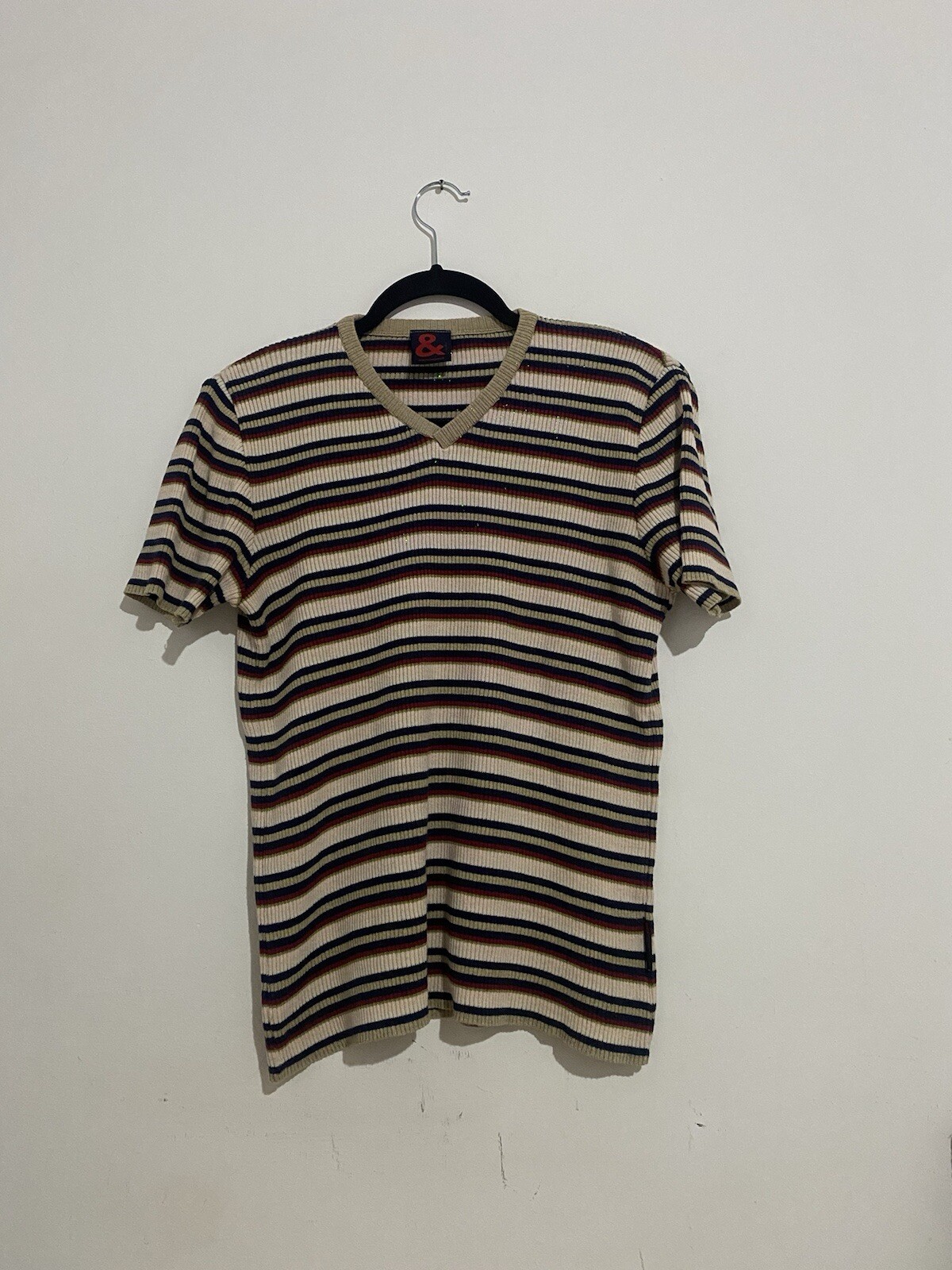 Vintage Dolce & Gabbana Striped T-Shirt Women Cotton Stretch Ribbed