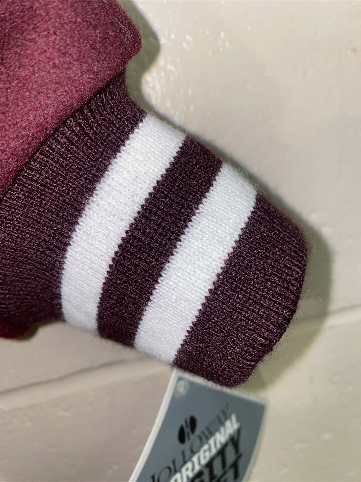 HOLLOWAY WOOL VARSITY JACKET BOMBER MAROON WHITE WOMEN’S MEDIUM. NEW!!!