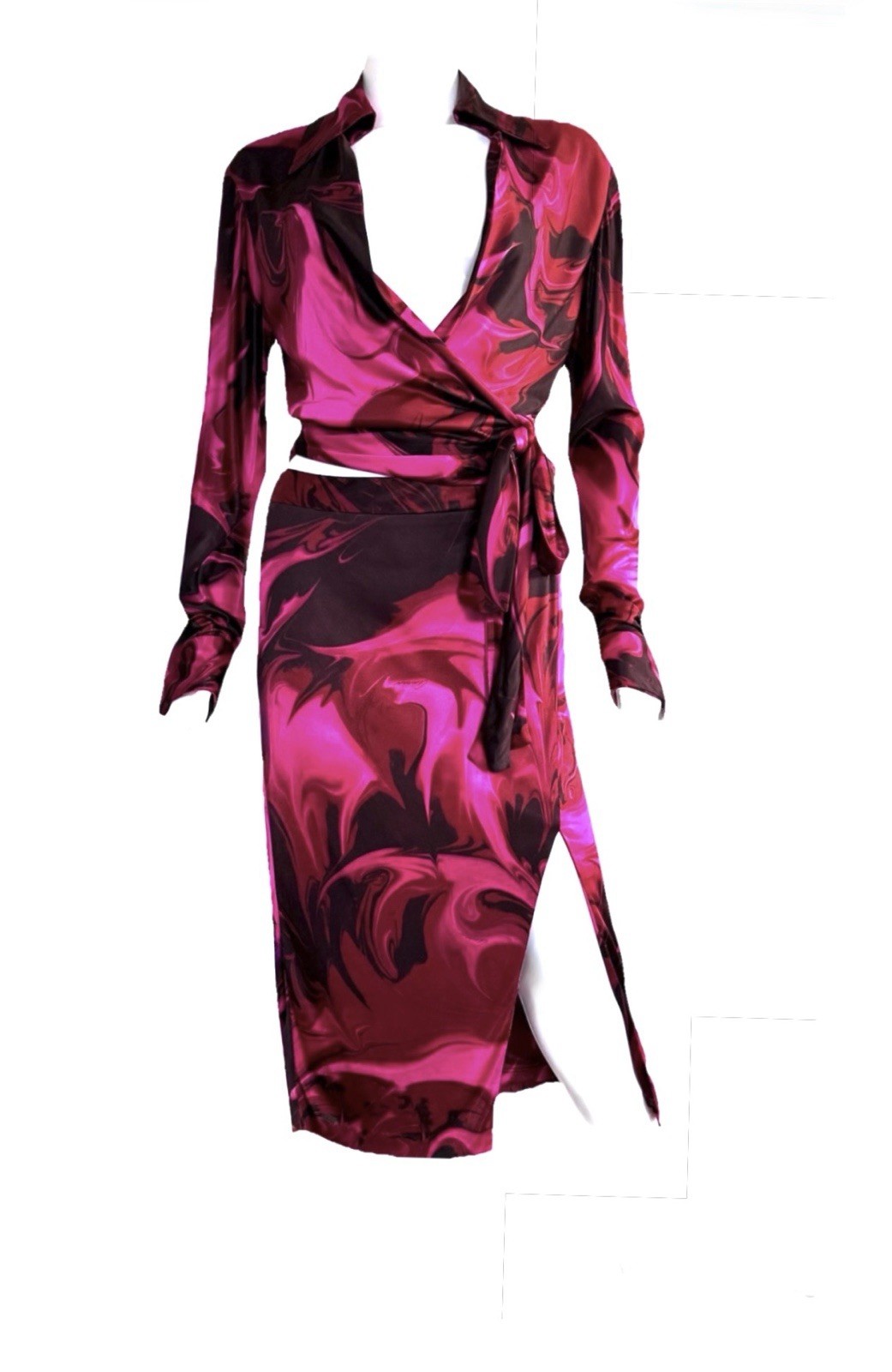 *GUCCI by TOM FORD* S/S 2001 “Liquid Magma” 2-Piece Wrap Top & Skirt Ensemble