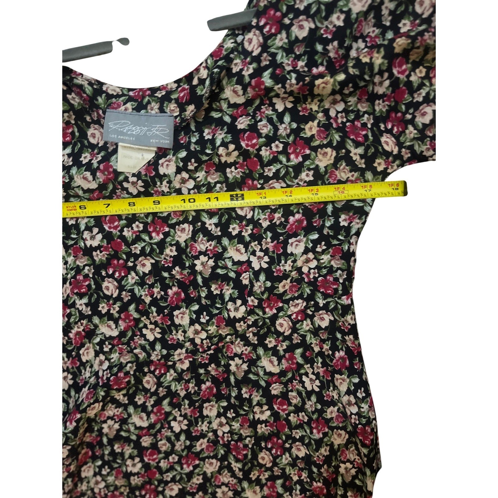 Vintage Rabbit Rabbit Rabbit Designs Floral Maxi Dress 90s Rayon Pink Black Sz 6