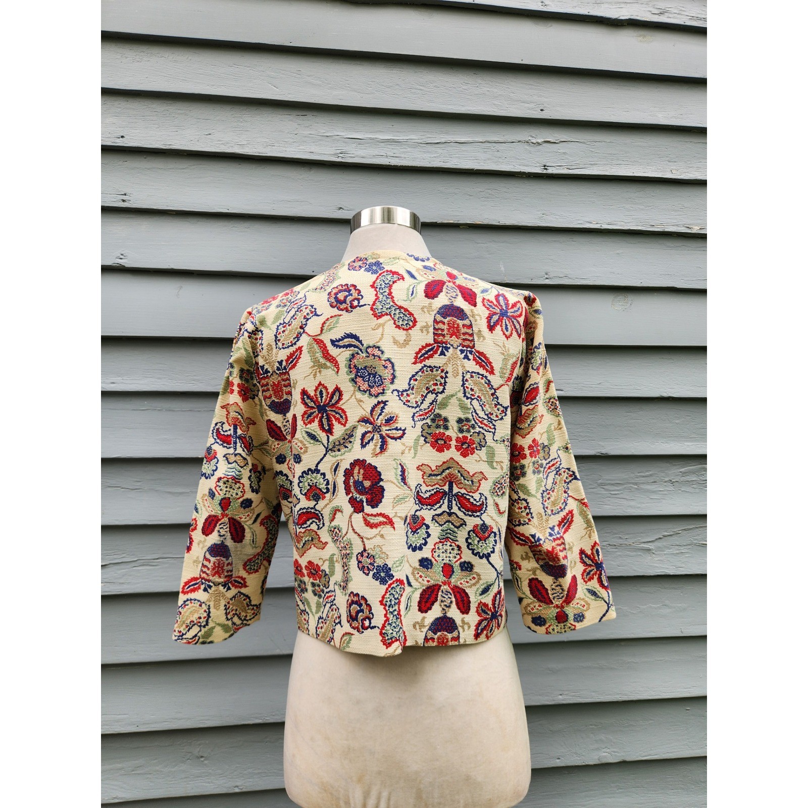 Vintage 60s Adelaar’s Aristocrat Jacket Cream Floral Paisley Tapestry 12