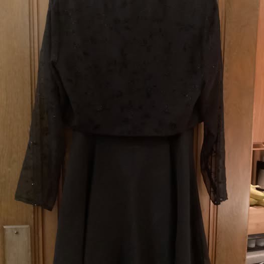 Vintage Sleeveless Black Formal Dress With Beaded Jacket Size 8 By Chelsea Nites