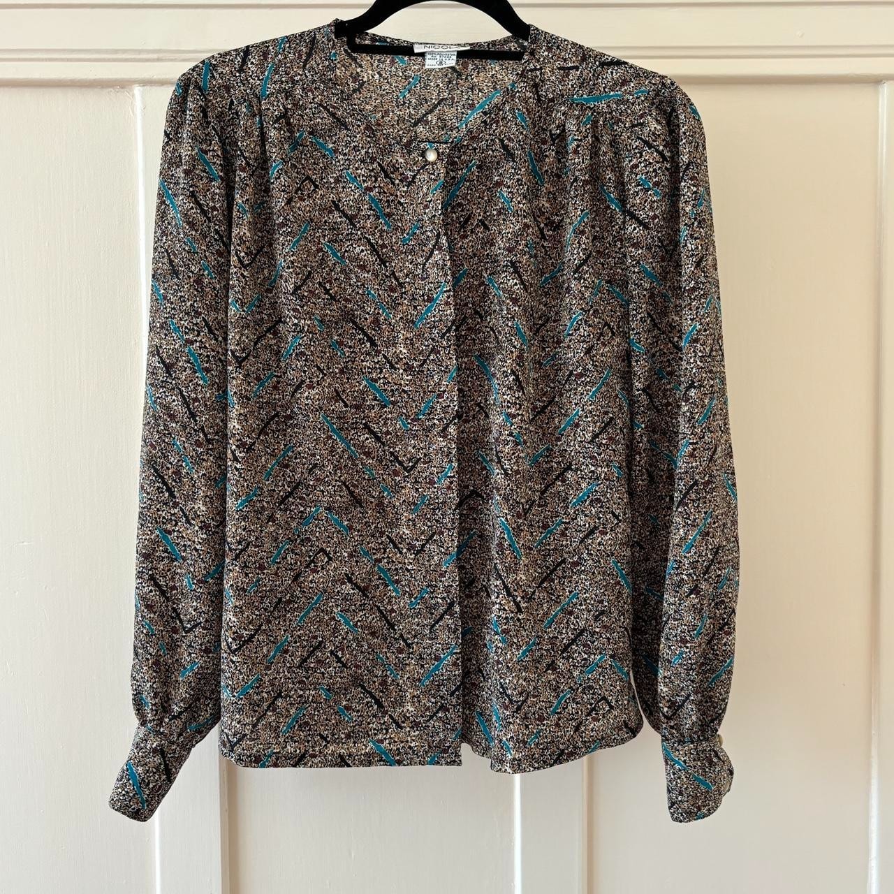 80s Vintage Twee Secretary Blouse Ditsy Pattern Nicola MEDIUM