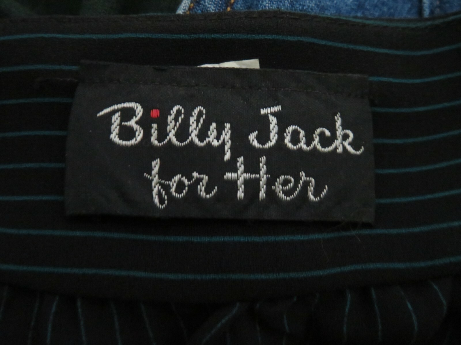 Ladies Vtg BILLY JACK Sheer BLACK STRIPED DRESS ¾ Sleeve Belt Size 11/12 EVC
