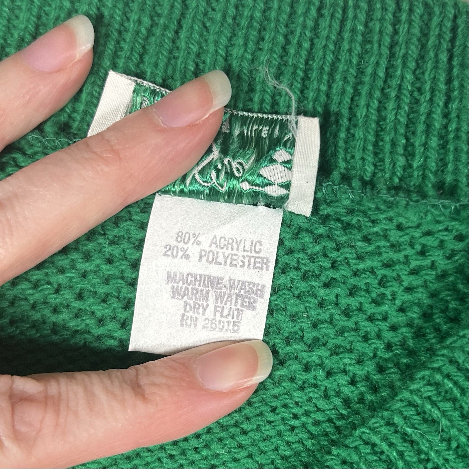 Vintage Helen Sue B&B Sweater Women’s Small High V-Neck Lightweight Kelly Green