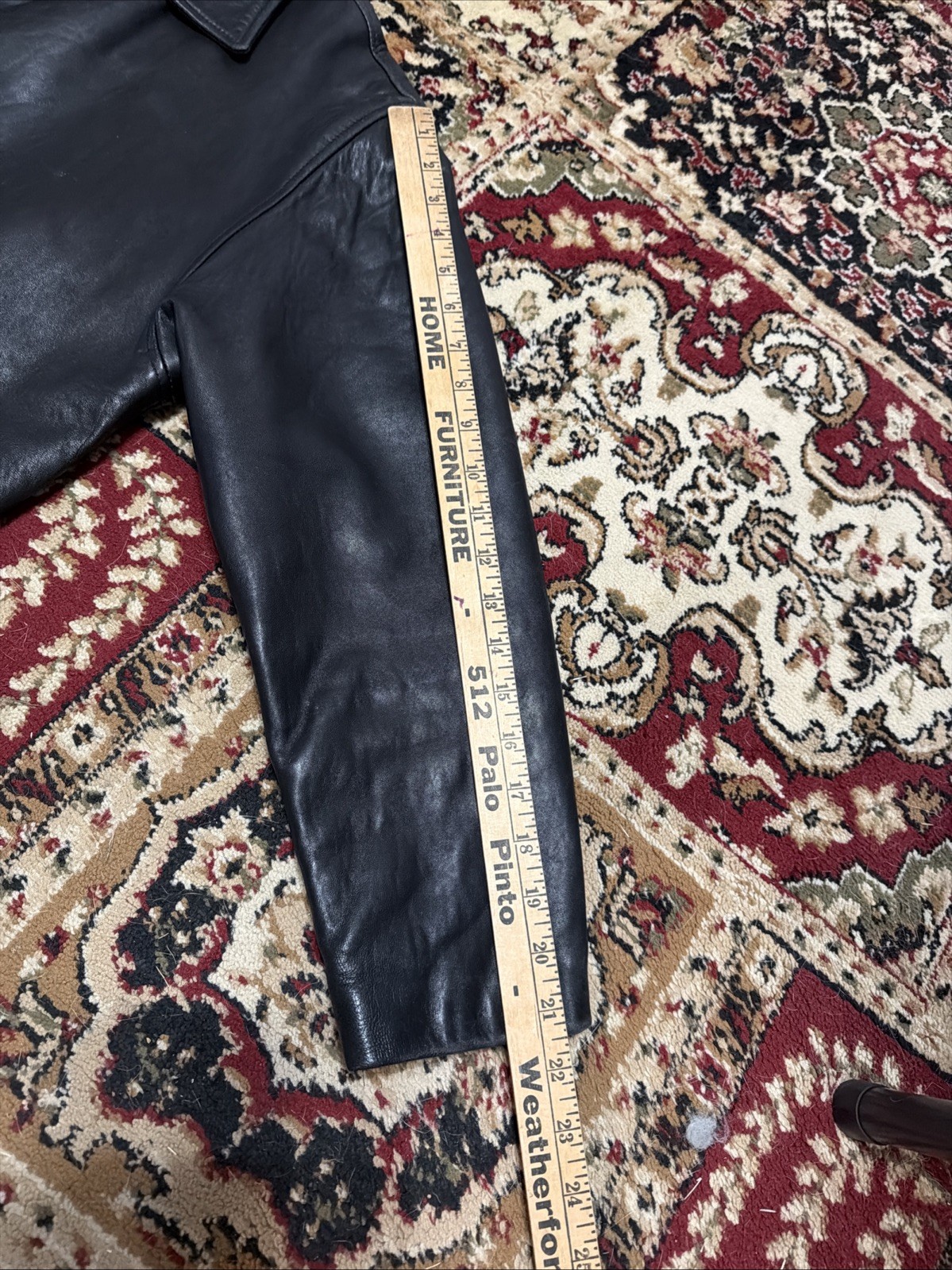 Vintage small Women’s Black Button Down Leather Remy coat Satin Interior Lining