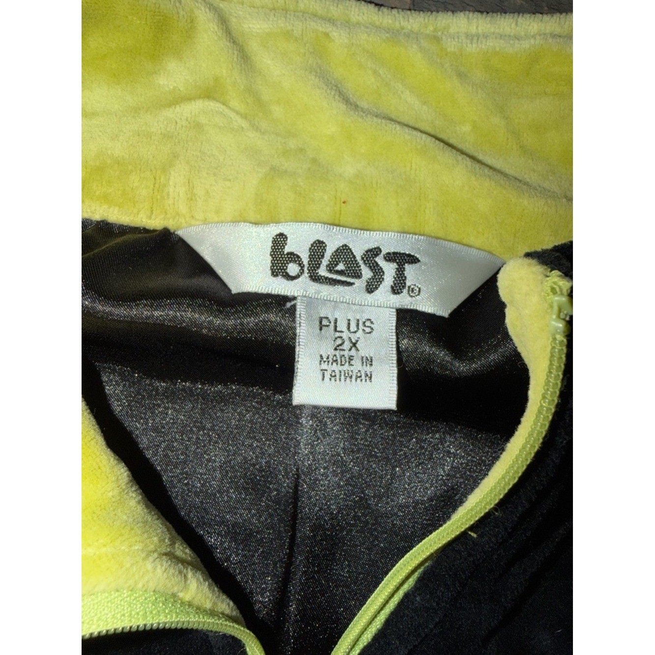 Women’s plus size 2X Black Velvet Jacket with Lime Accents and Pink 70 80s coat