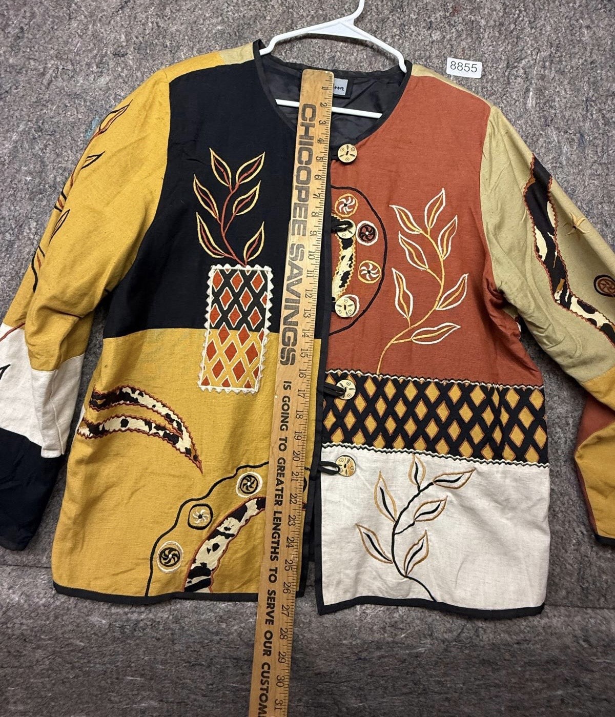 Vintage Indigo Moon Jacket Women Embroidered Art To Wear Patchwork Size L
