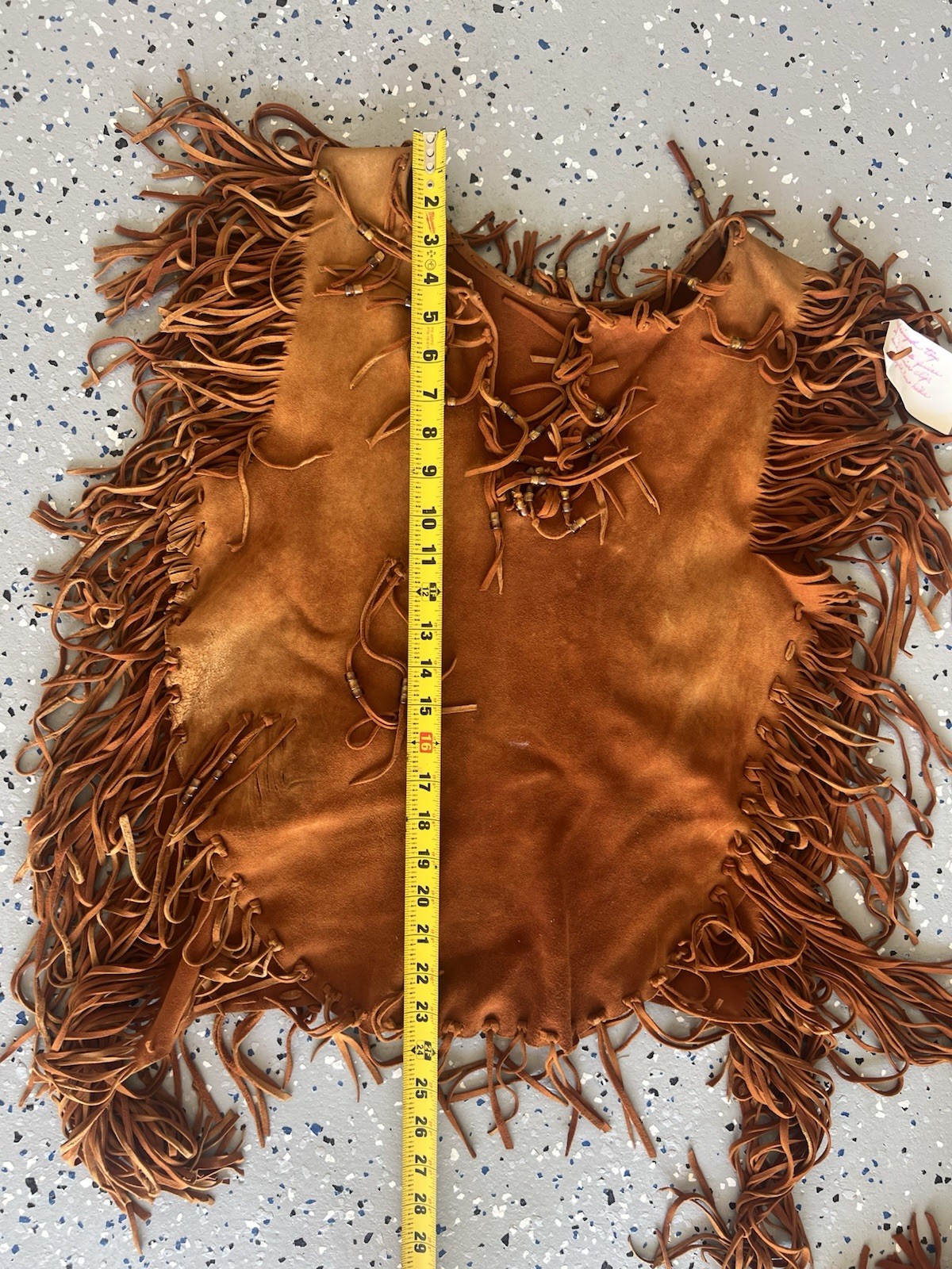 Vtg Fringed Top Leather With Neck Piece And Hair Clip Split Cow Hide