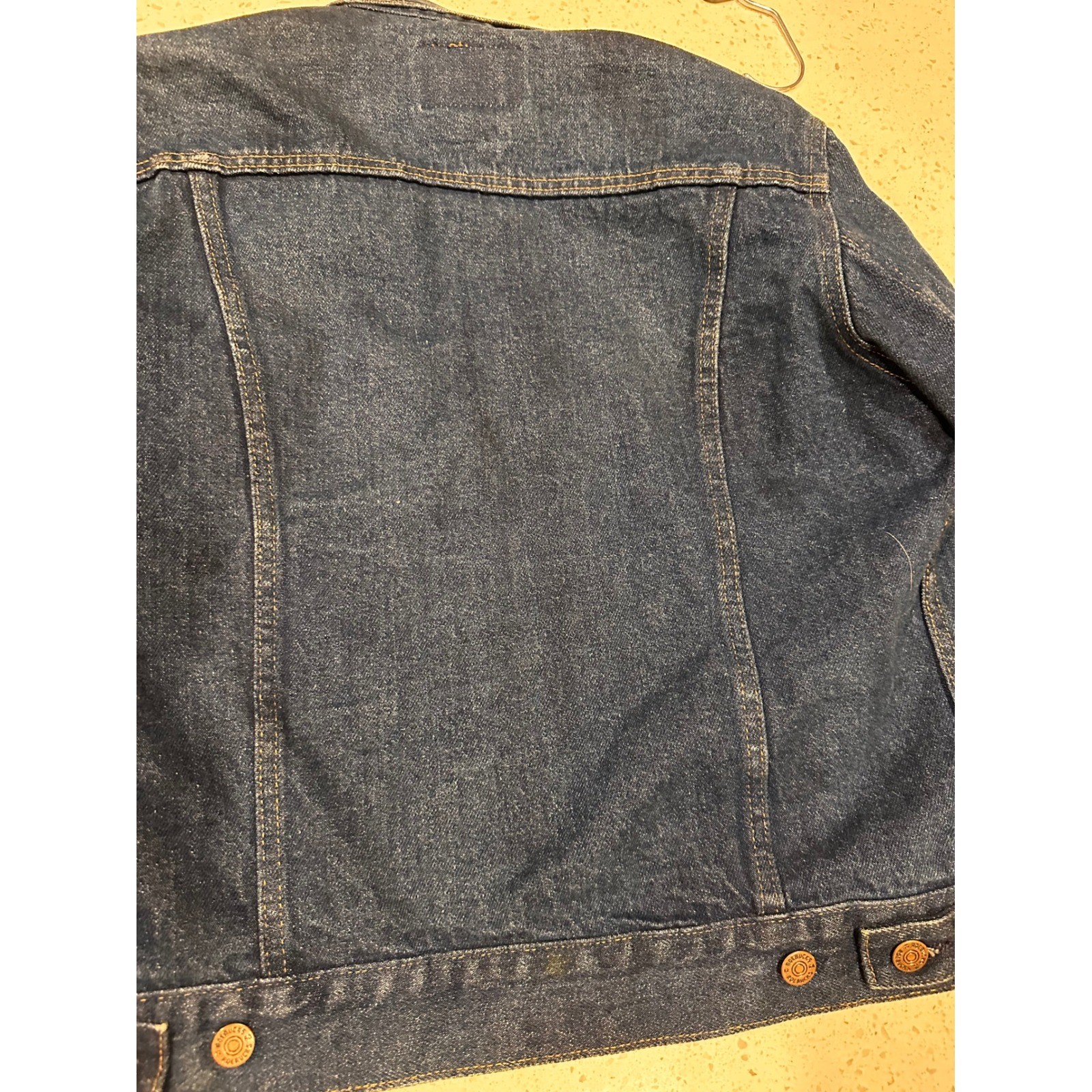 Vintage 1970s Sears Roebucks Denim Trucker Jacket USA Dark Wash Size 18 read