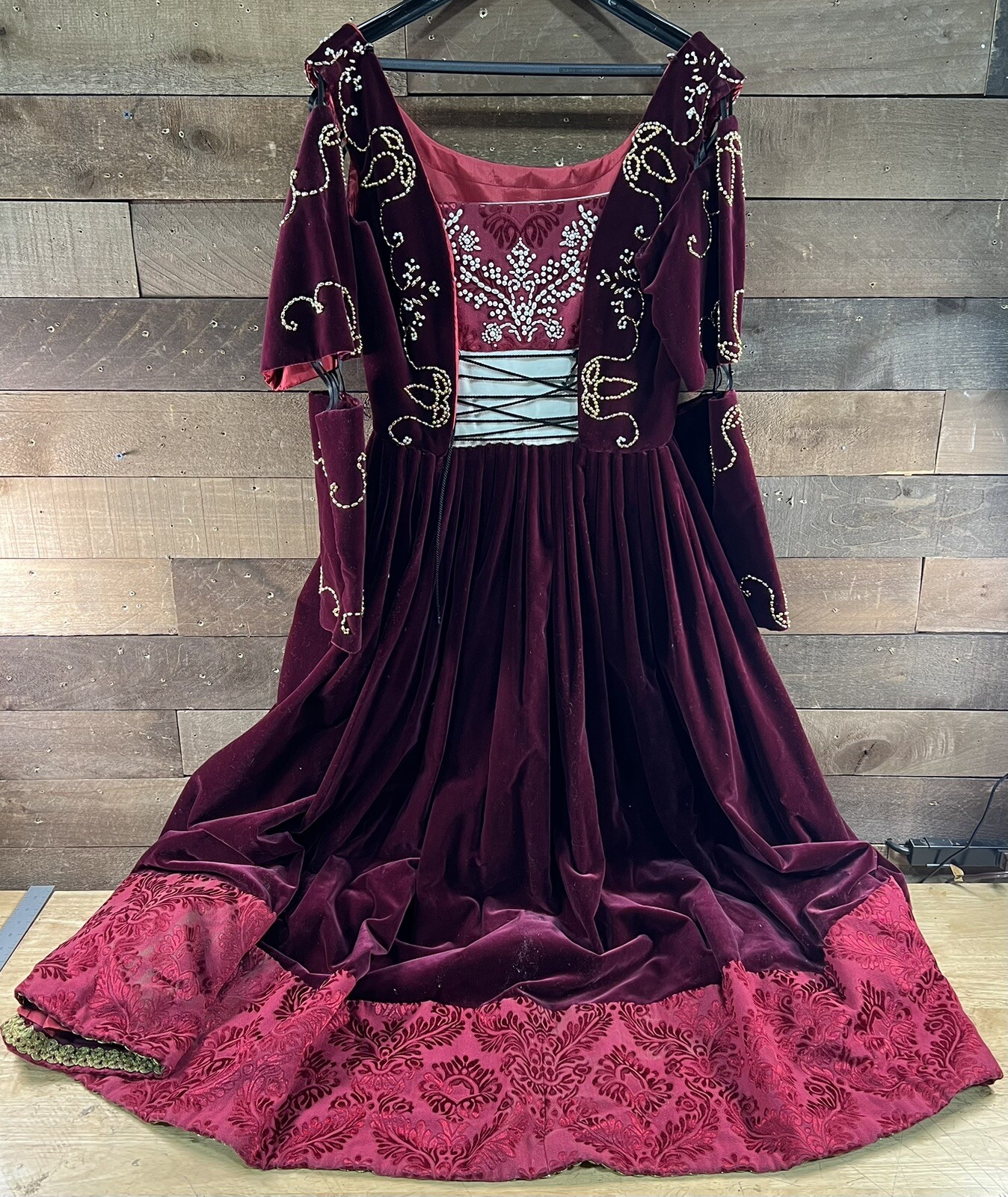 Vintage Maroon & Gold Beaded/Embroidered Renaissance Theatre Dress