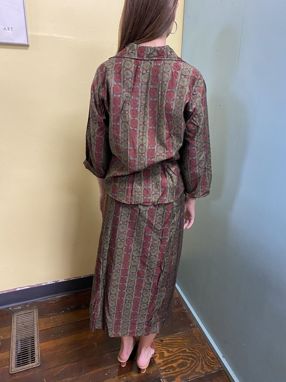 Vintage 50’s/60’s Peerless Of Boston Polished Cotton 2 Piece Skirt Set