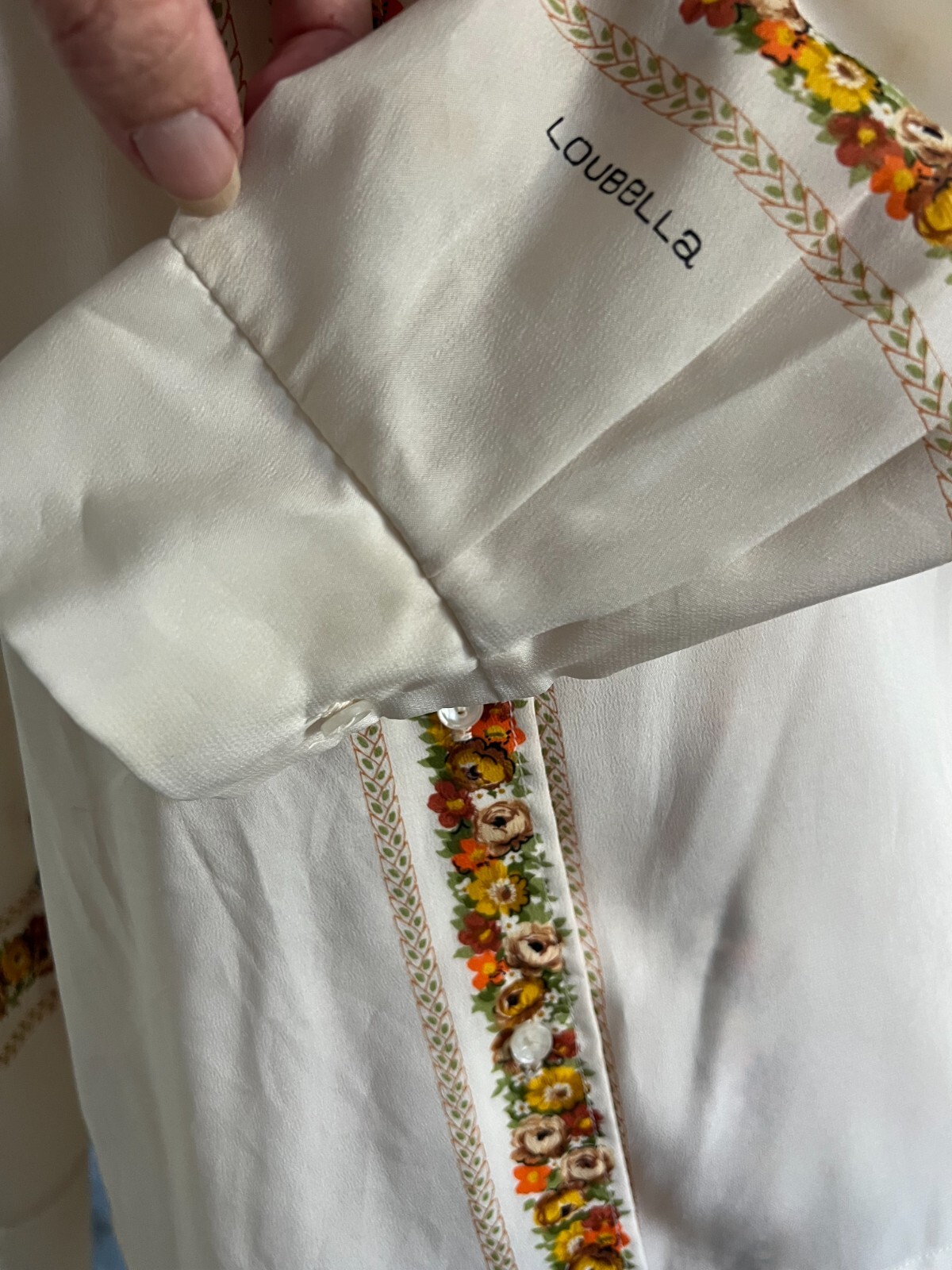 60s Vintage Womens M Skirt Set Sz S Blouse Ivory Floral Fall A Line Skirt