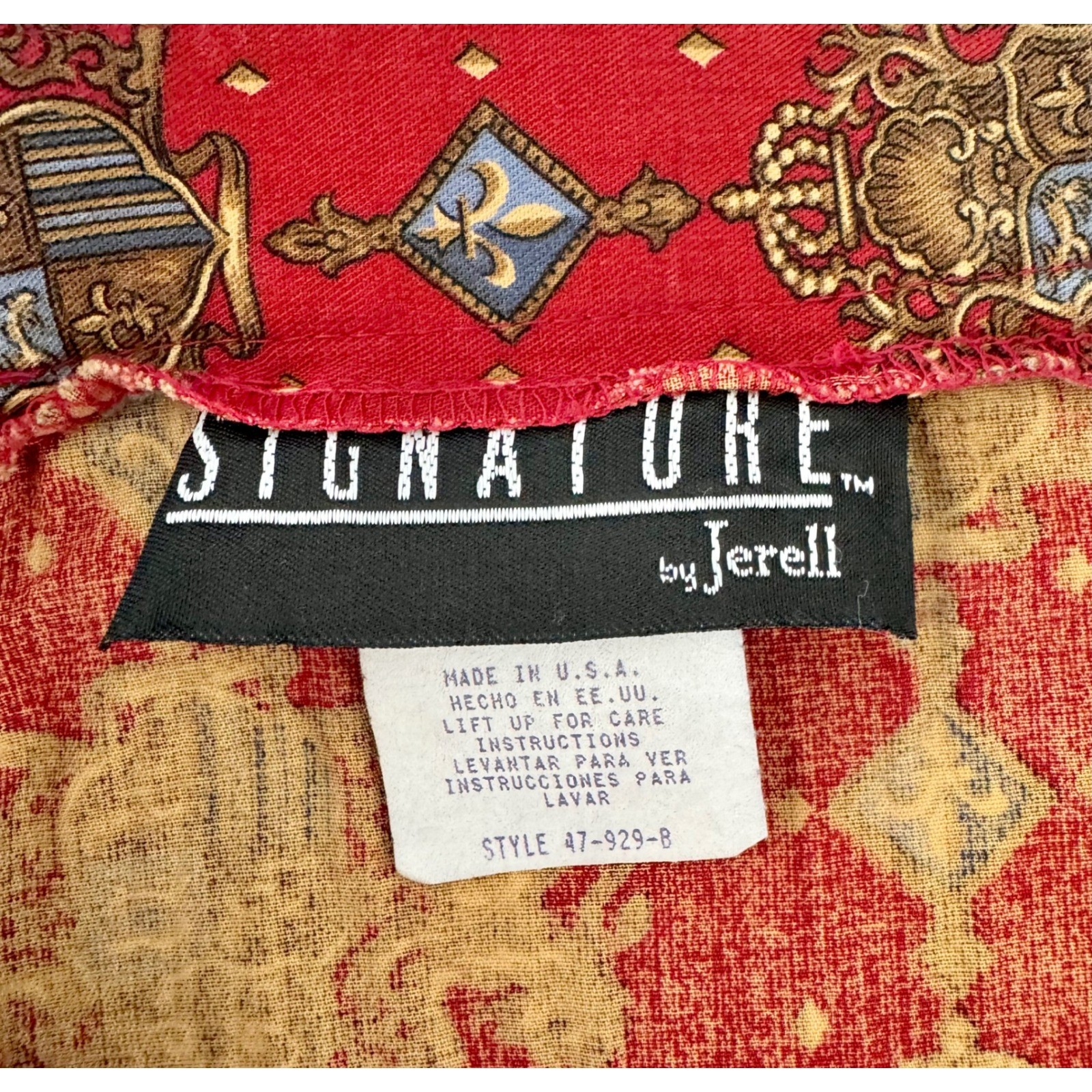 Signature by Jerell Maxi Skirt Women S Red Vintage Heraldic Crest Button Front