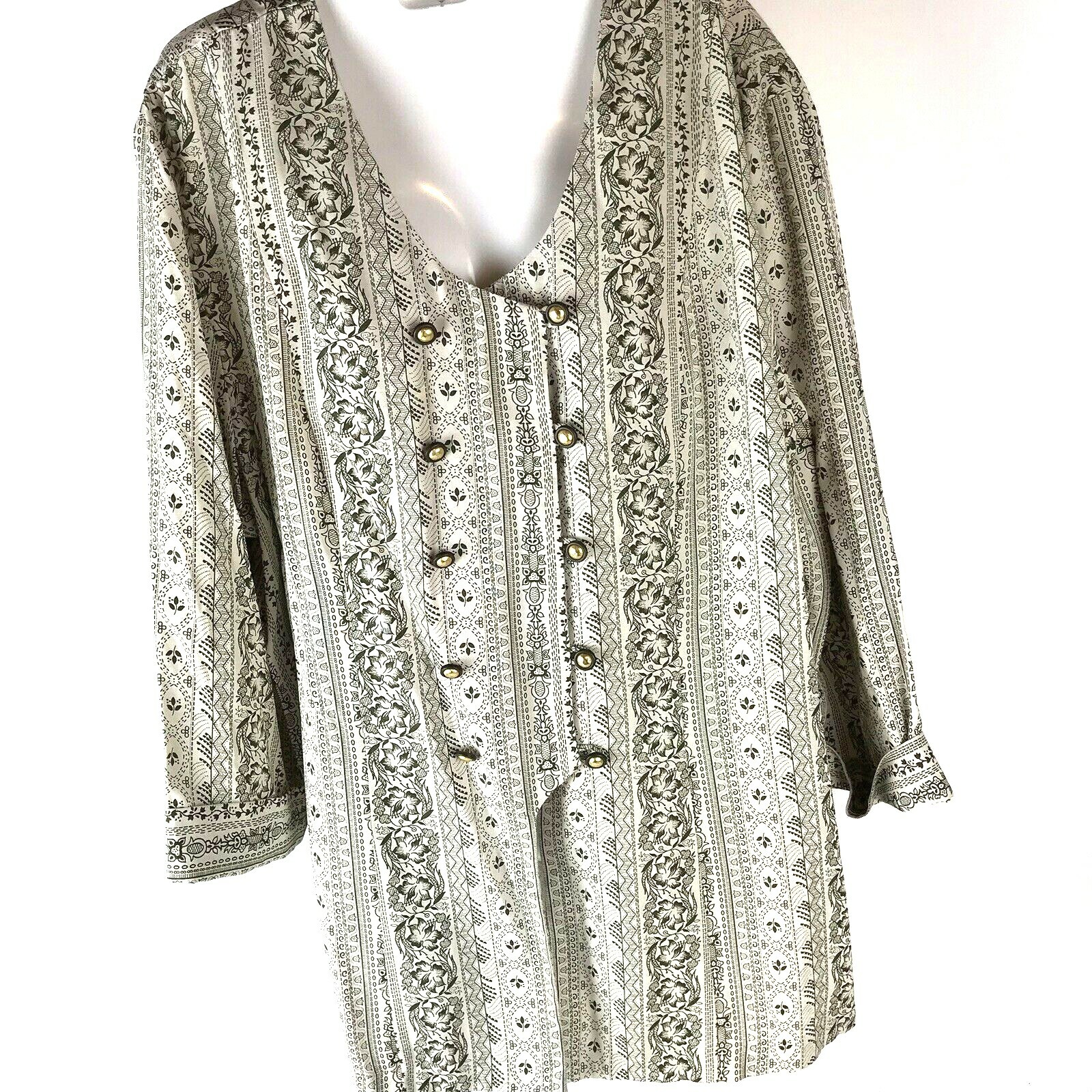 Vtg Top Reina Industries Jacket Blouse Floral Boho shracket Asiancore USA Sz 18
