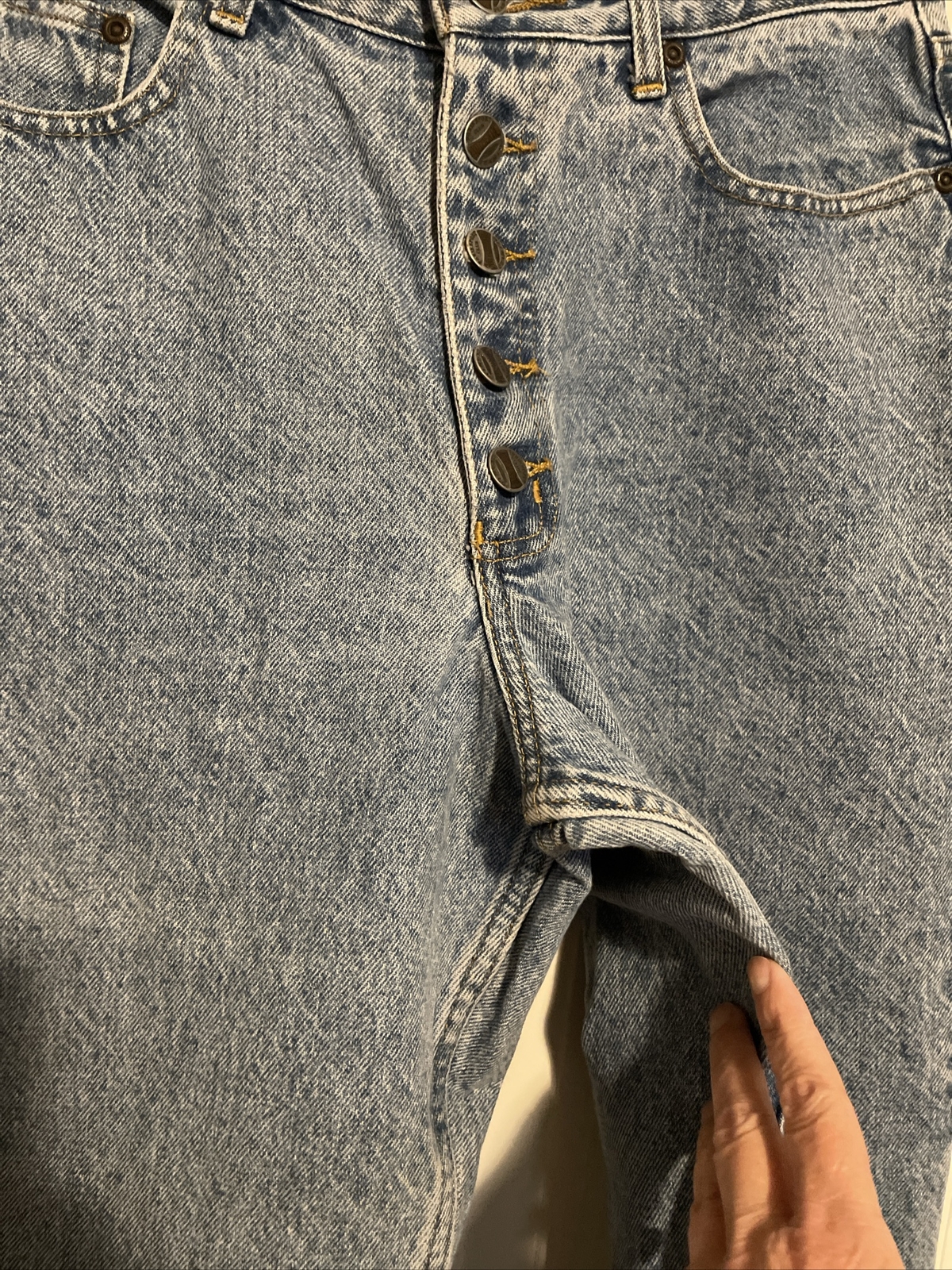 Vintage Paris Sport Club Button Fly Jeans Womens Size 28×29 Classic Fit Tapered